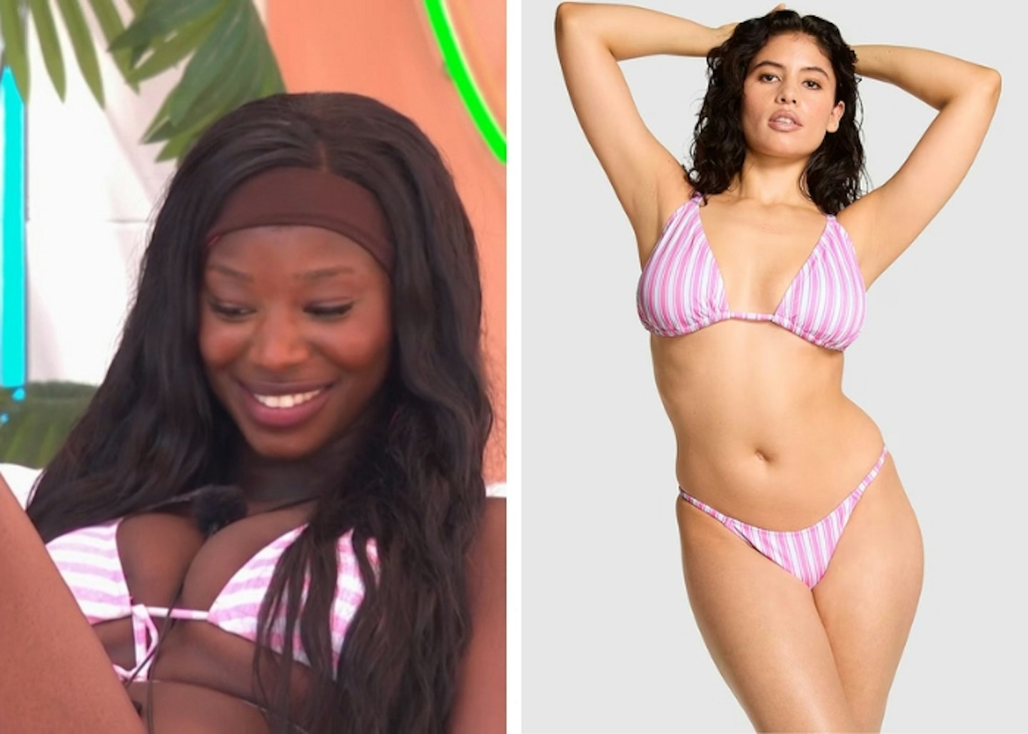 Alima's pink and white stripe bikini