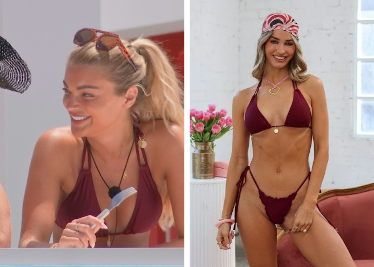 Helena's burdundy bikini
