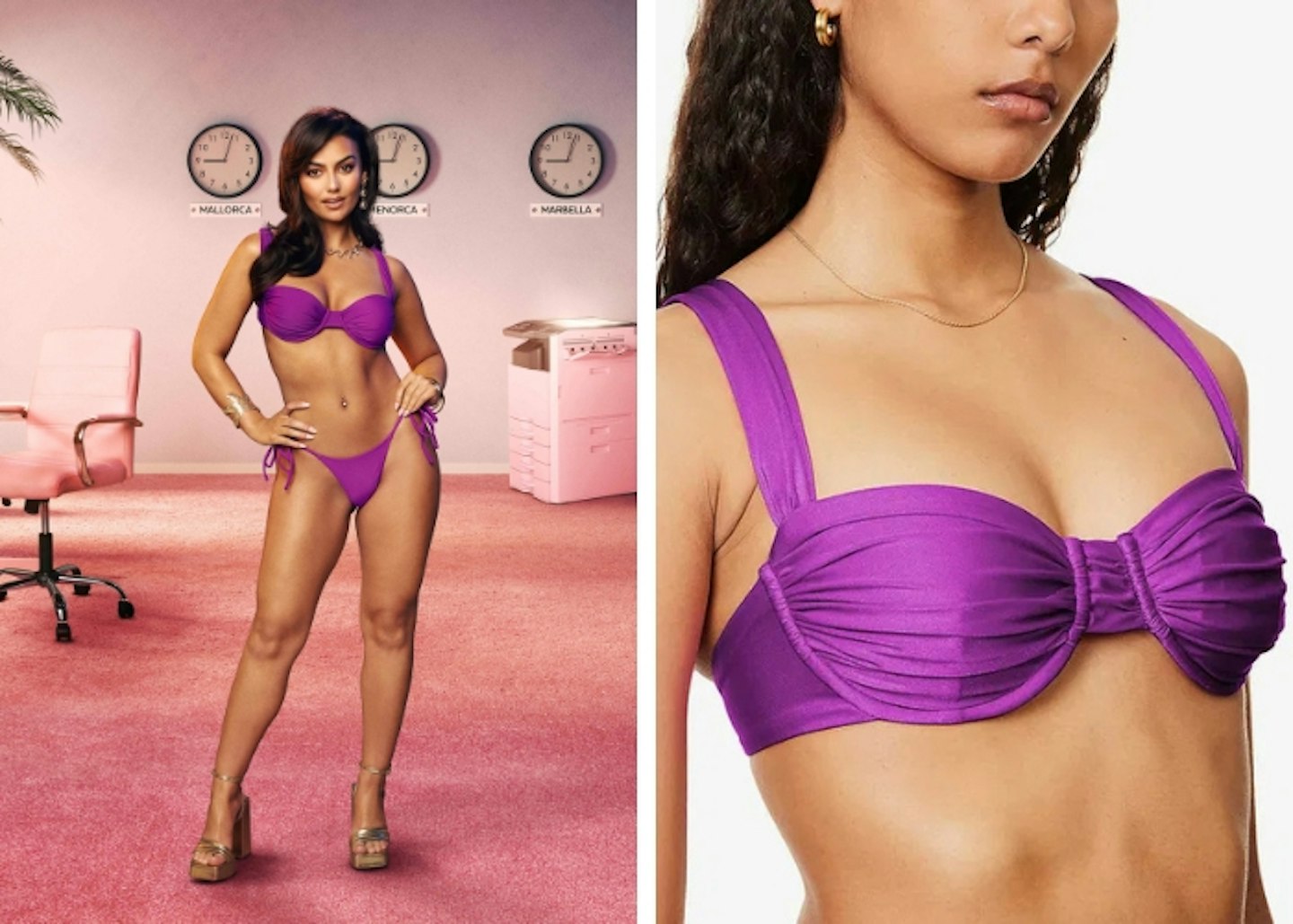 Megan's purple satin style bikini top