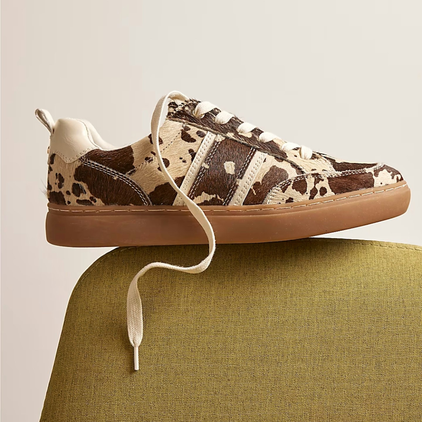 River Island Brown Cow Print Lace Up Trainers