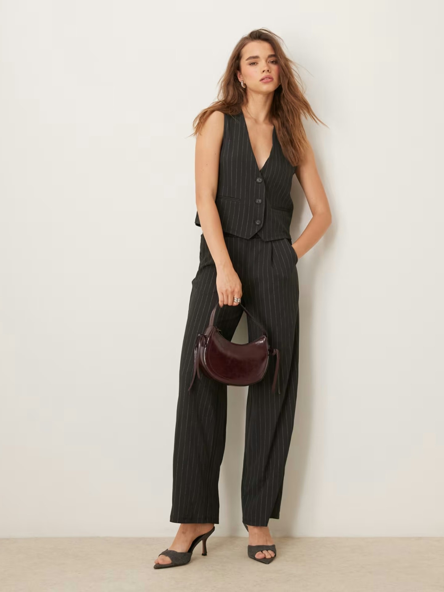 ASOS JDY Pinstripes Tailoring Co-ord In Black