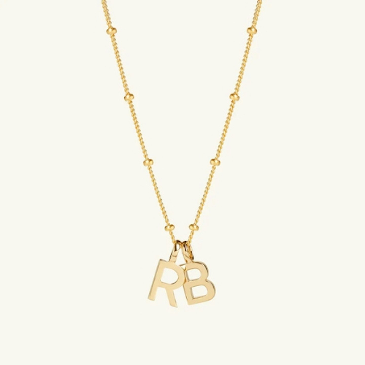 Muru London Double Letter Necklace with Bead Chain Gold