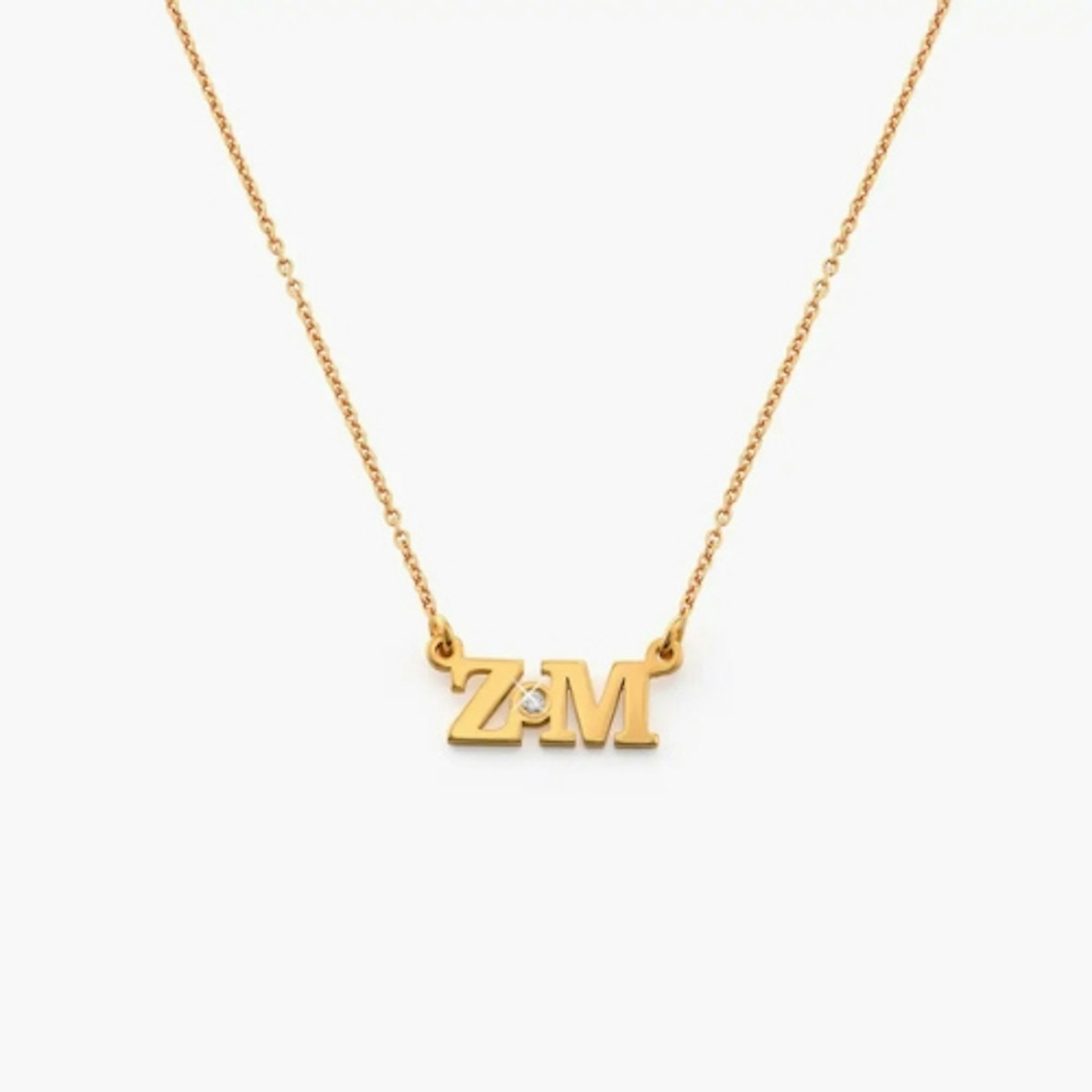 Oak & Luna Seeing Double Initials Necklace - Gold Vermeil with Diamond