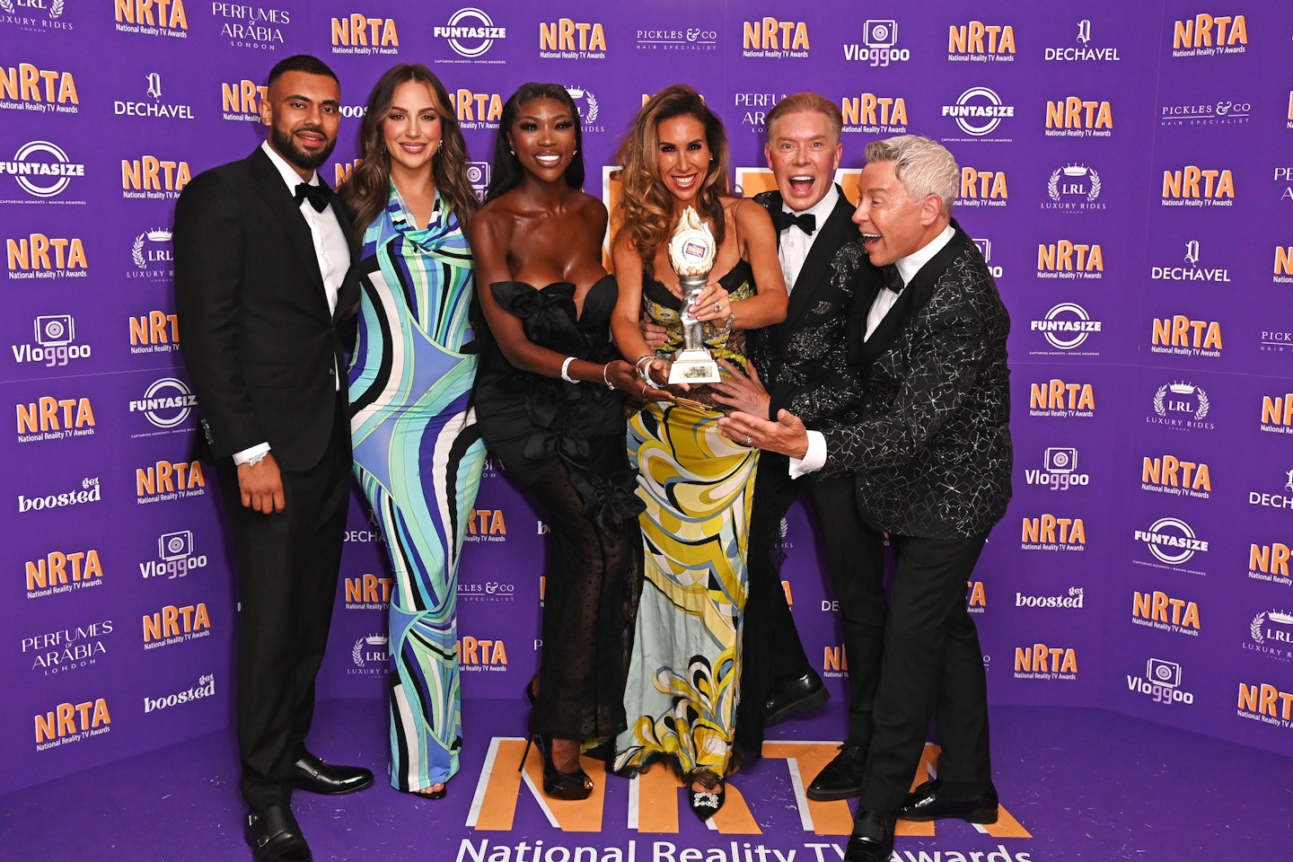 Amir Chohan, Paige Chohan, Lystra Adams, Ampika Pickston, Nick and Royston at the National Reality TV Awards 2025