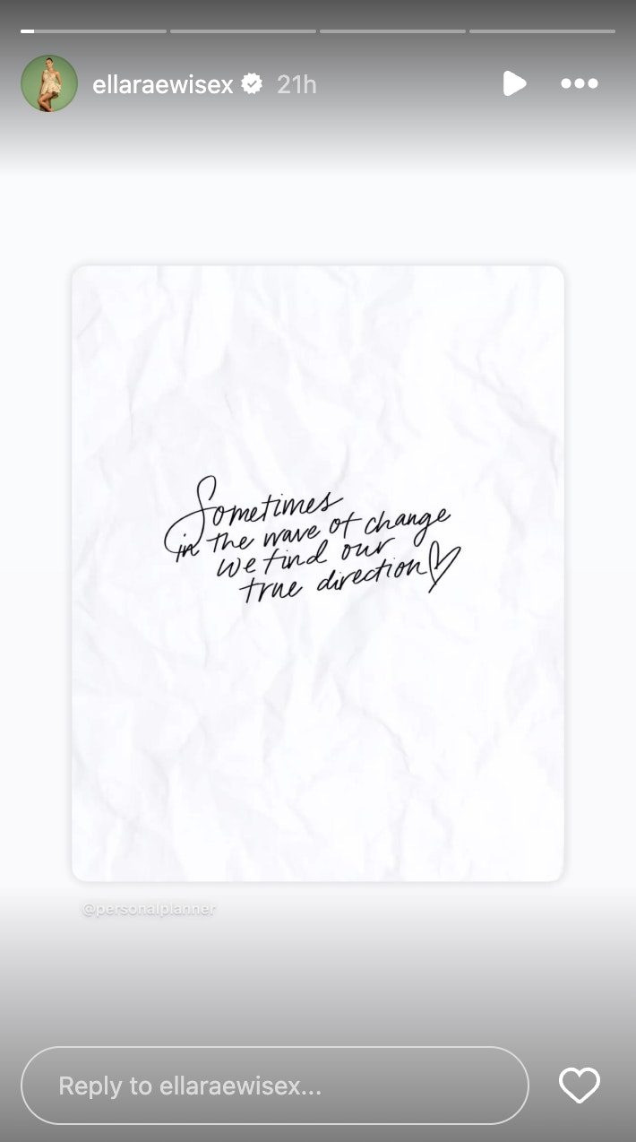 ella rae wise instagram post about change