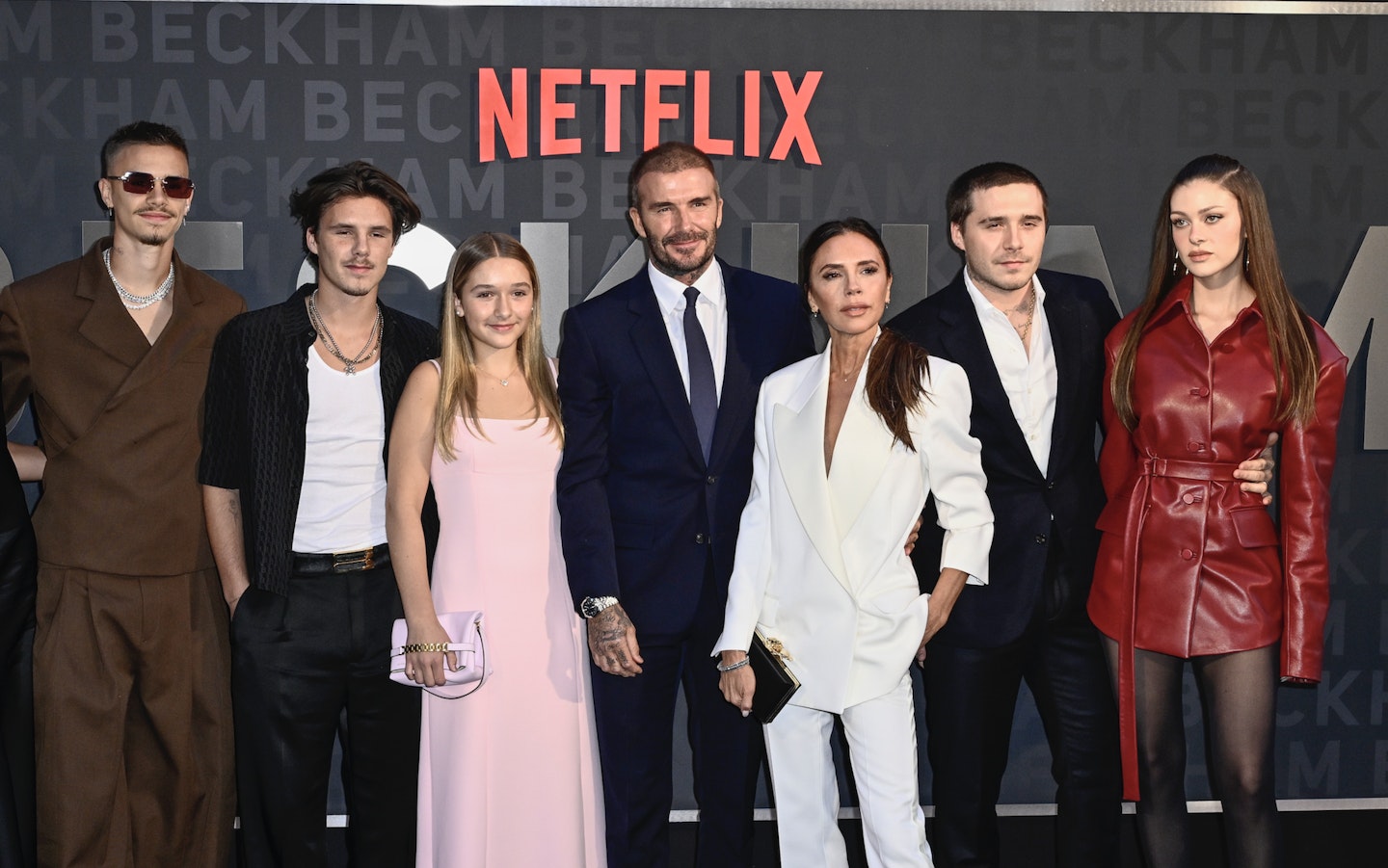 Victoria and David Beckham with Romeo, Cruz, Harper, Brooklyn and Nicola