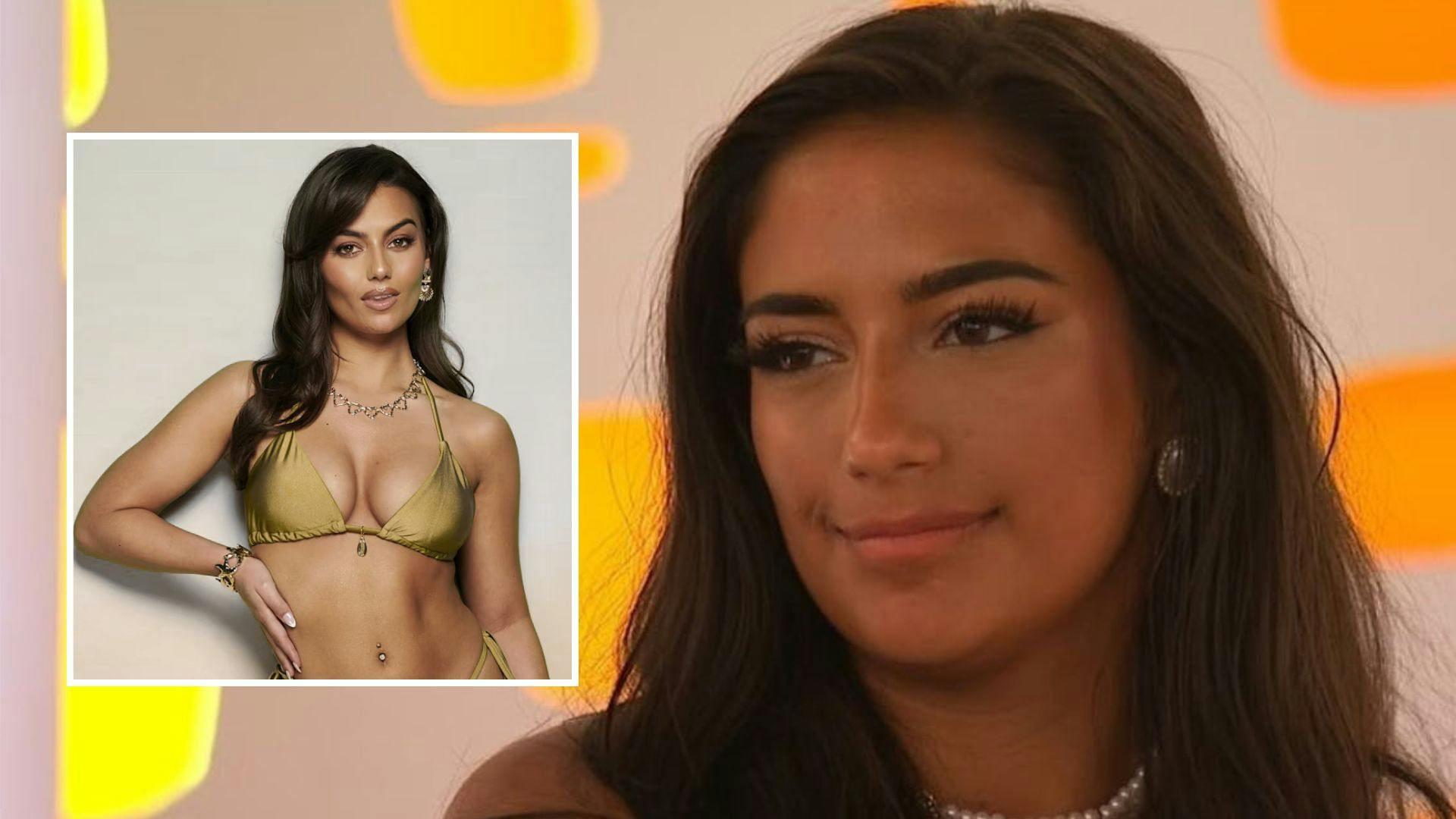 shakira khan looks at megan forte clarke in a comped image