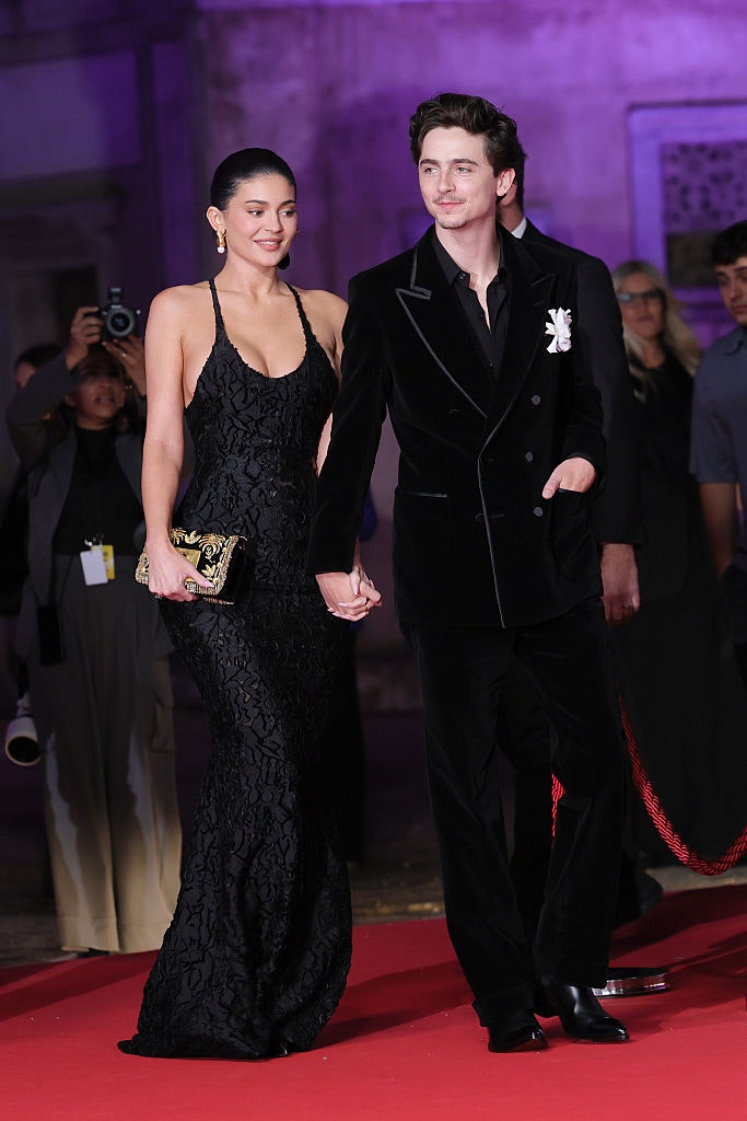 Timothee Chalamet and Kylie Jenner attend the red carpet during the 70th David Di Donatello at Cinecitta Studios