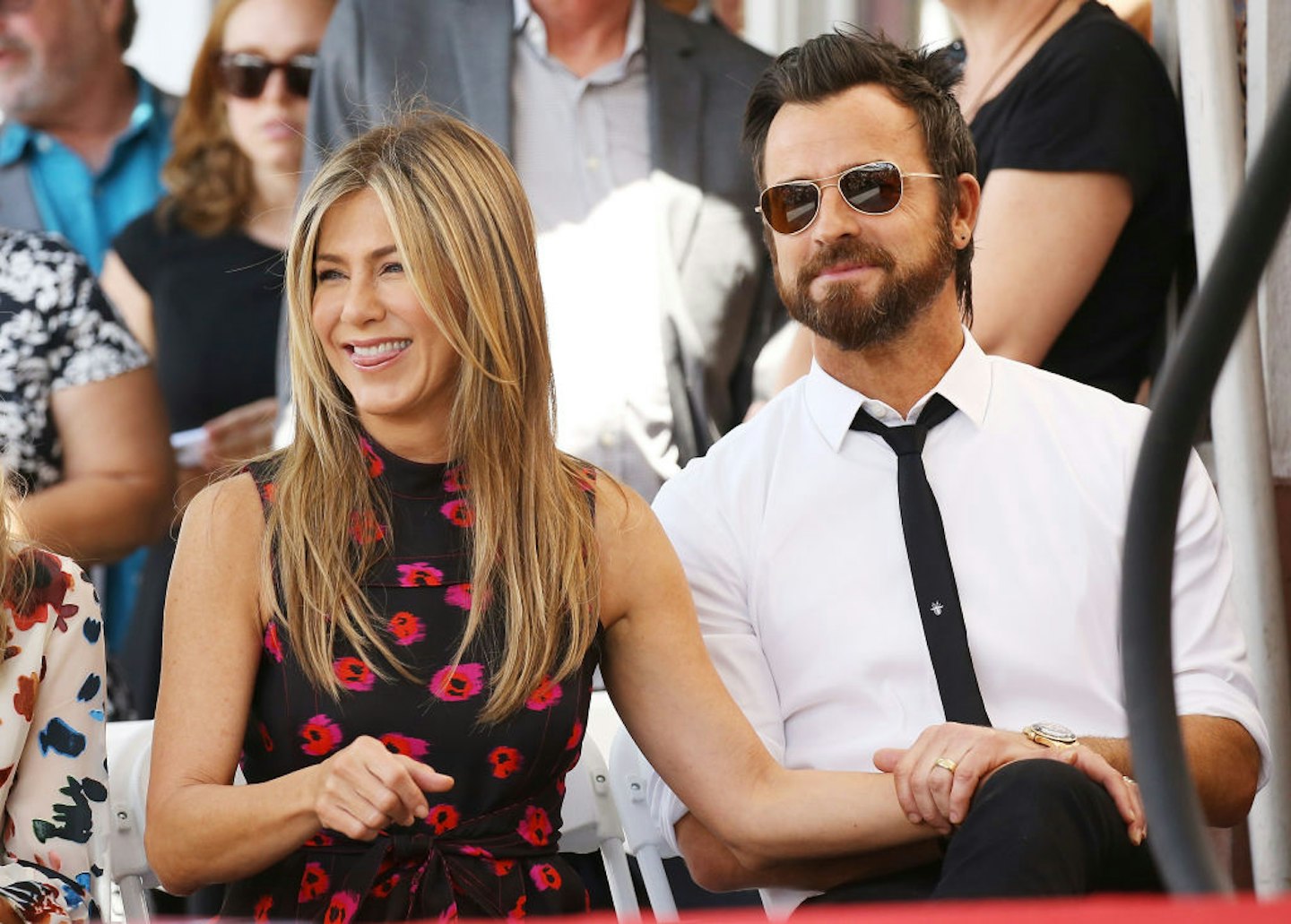 Jennifer Aniston and Justin Theroux attend the ceremony honoring Jason Bateman with a Star on The Hollywood Walk of Fame