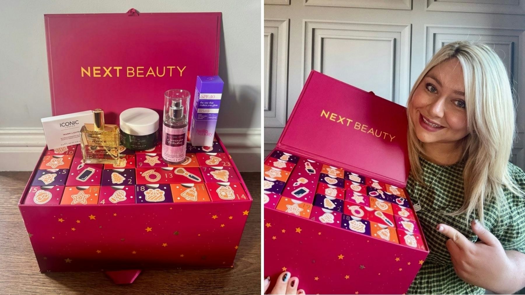 Some of the contents inside the Next 25 Days of Beauty Advent Calendar 2025