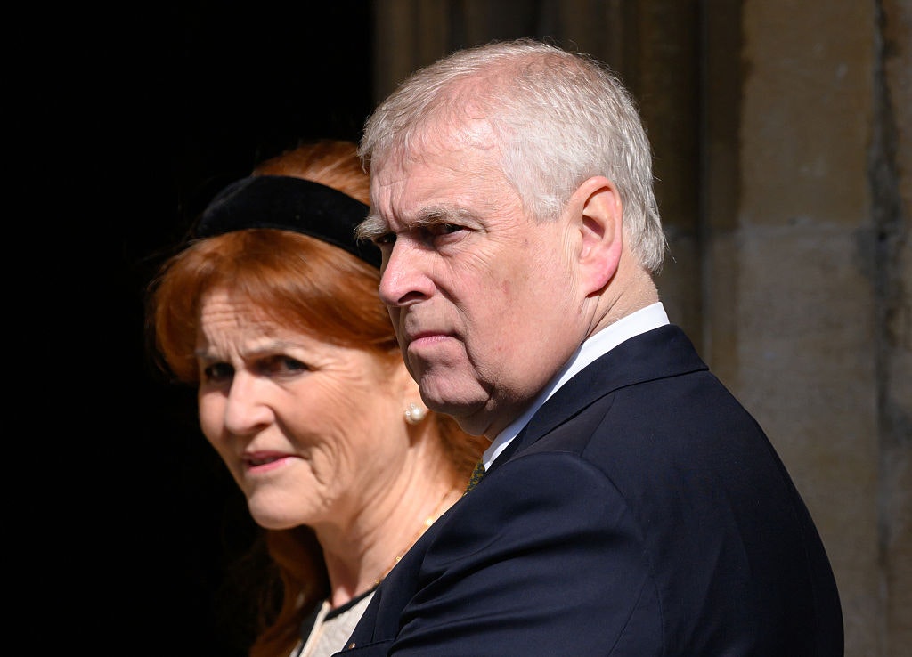 Sarah Ferguson, Duchess of York and Prince Andrew, Duke of York attends the Easter Sunday Mattins Service at St George