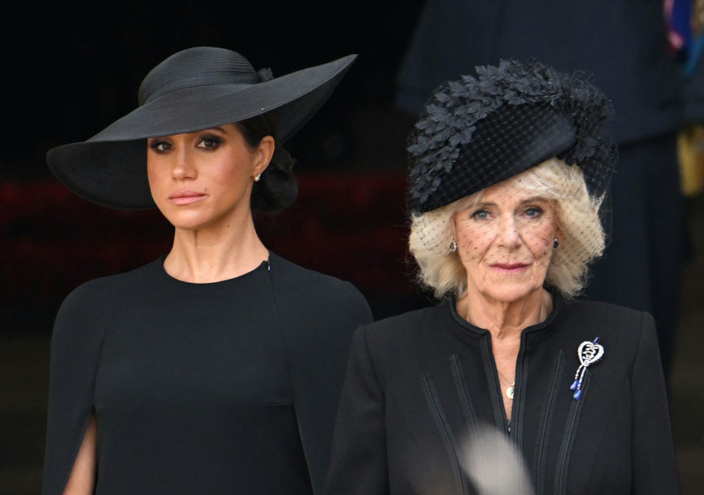 Meghan, Duchess of Sussex and Camilla, Queen Consort during the State Funeral of Queen Elizabeth II