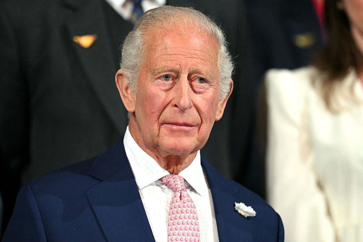Britain's King Charles III stands for the national anthem during the opening ceremony of the 23rd Commonwealth Games at the OVO Arena in Glasgow, Scotland, on July 23, 2026.