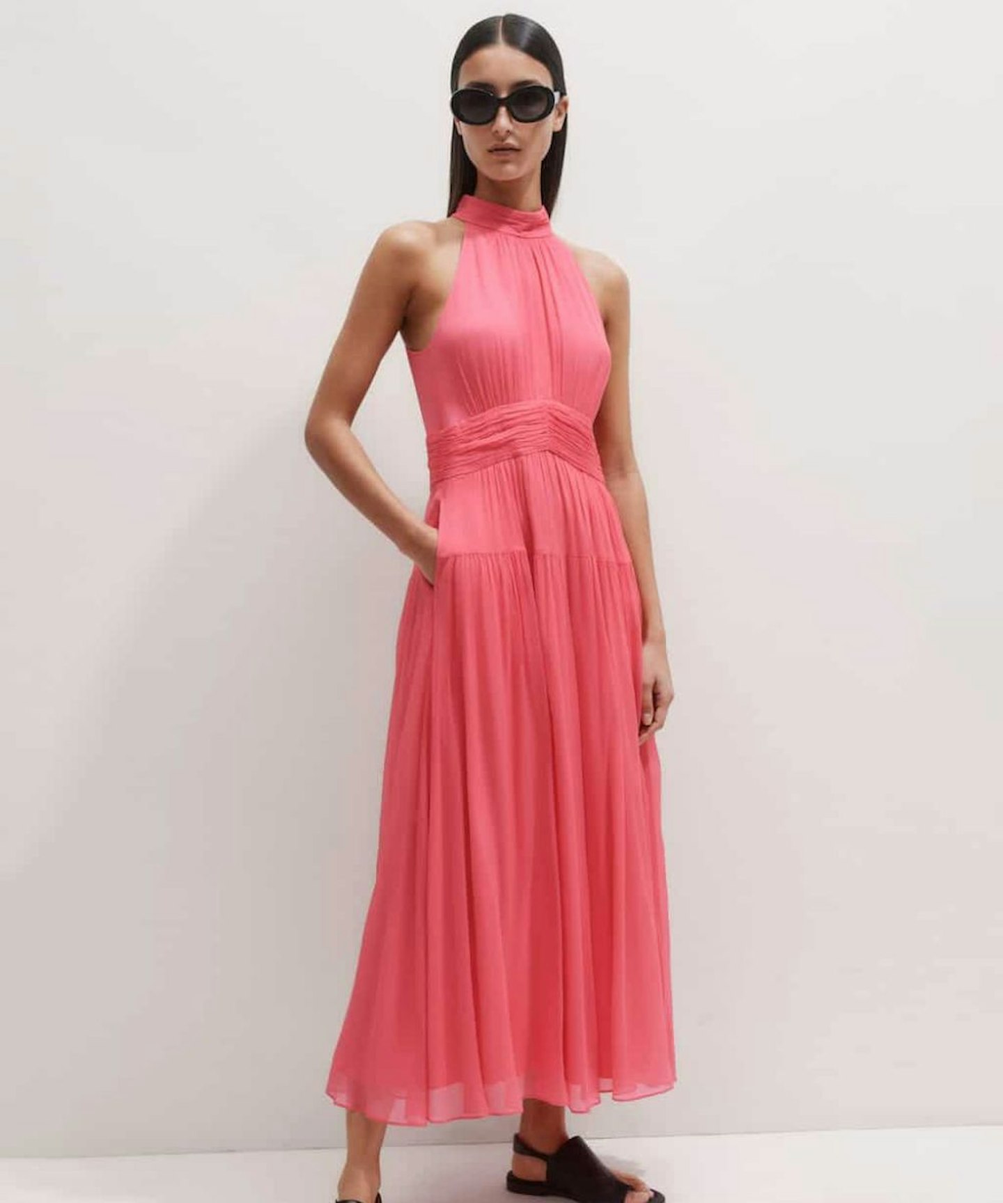 ME+EM, Silk Crinkle Halterneck Maxi Dress