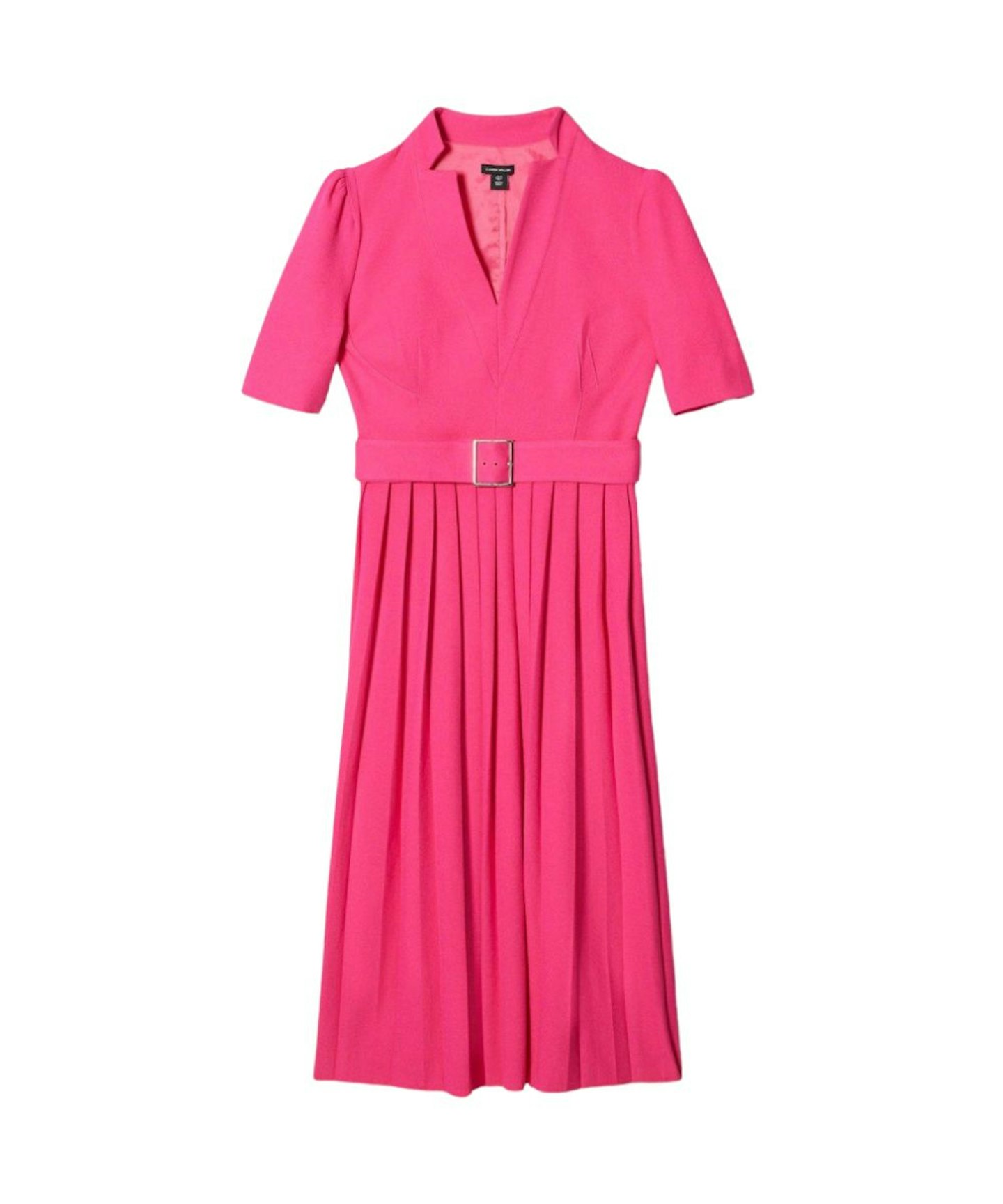 Karen Millen, Structured Crepe Forever Pleat Belted Midi Dress