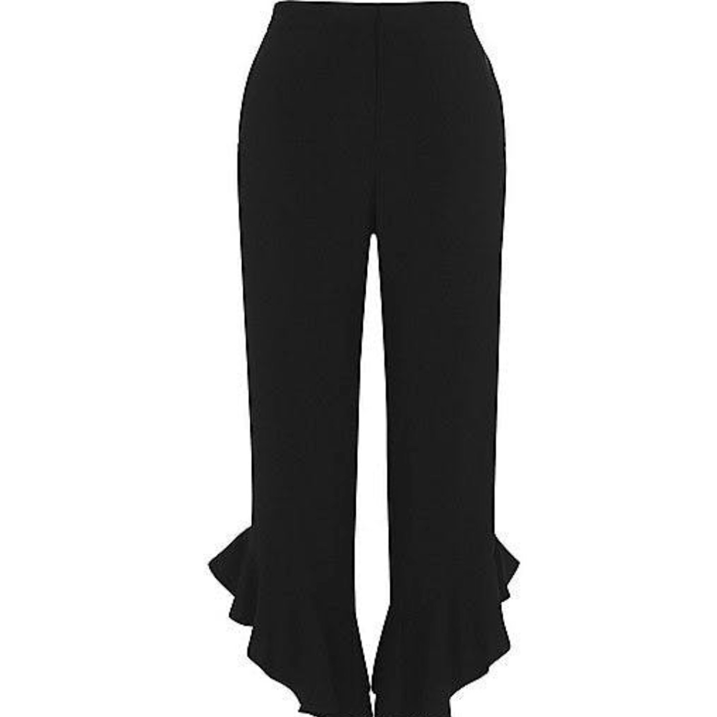 Black Frill Hem Trousers