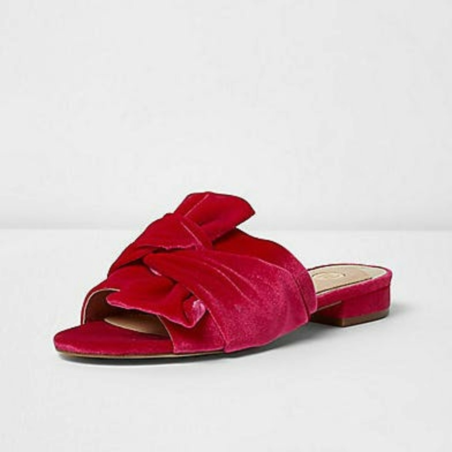 Pink Velvet Knot Backless Loafers