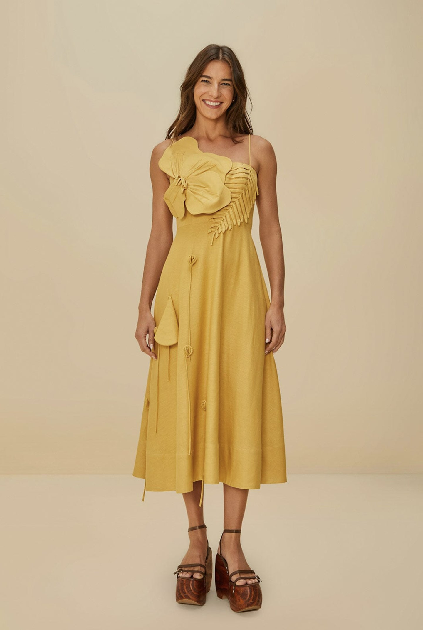Farm Rio, Sand Garden Lenzing Ecovero Euroflax Midi Dress