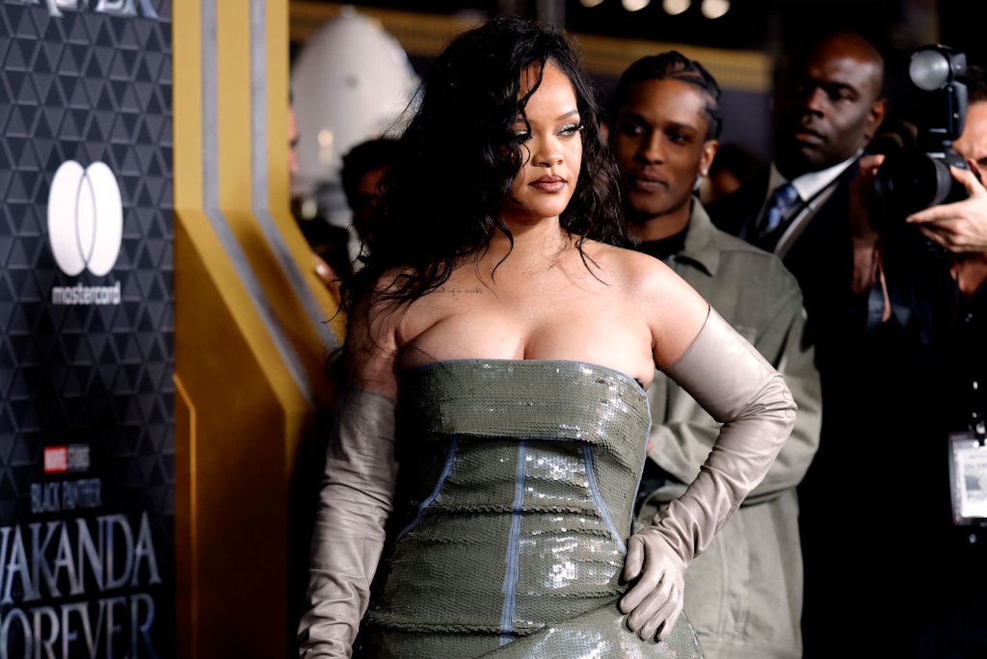 Rihanna's Rick Owens Sequin Dress at Black Panther Premiere