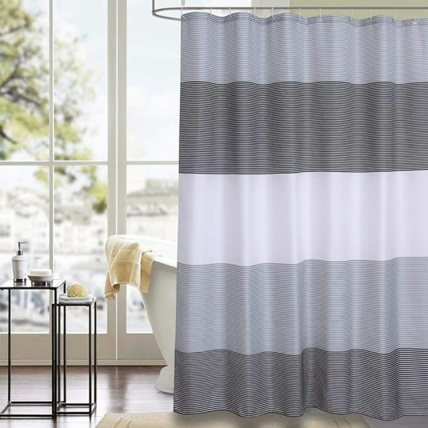 Julifo Shower Curtain Black and Grey