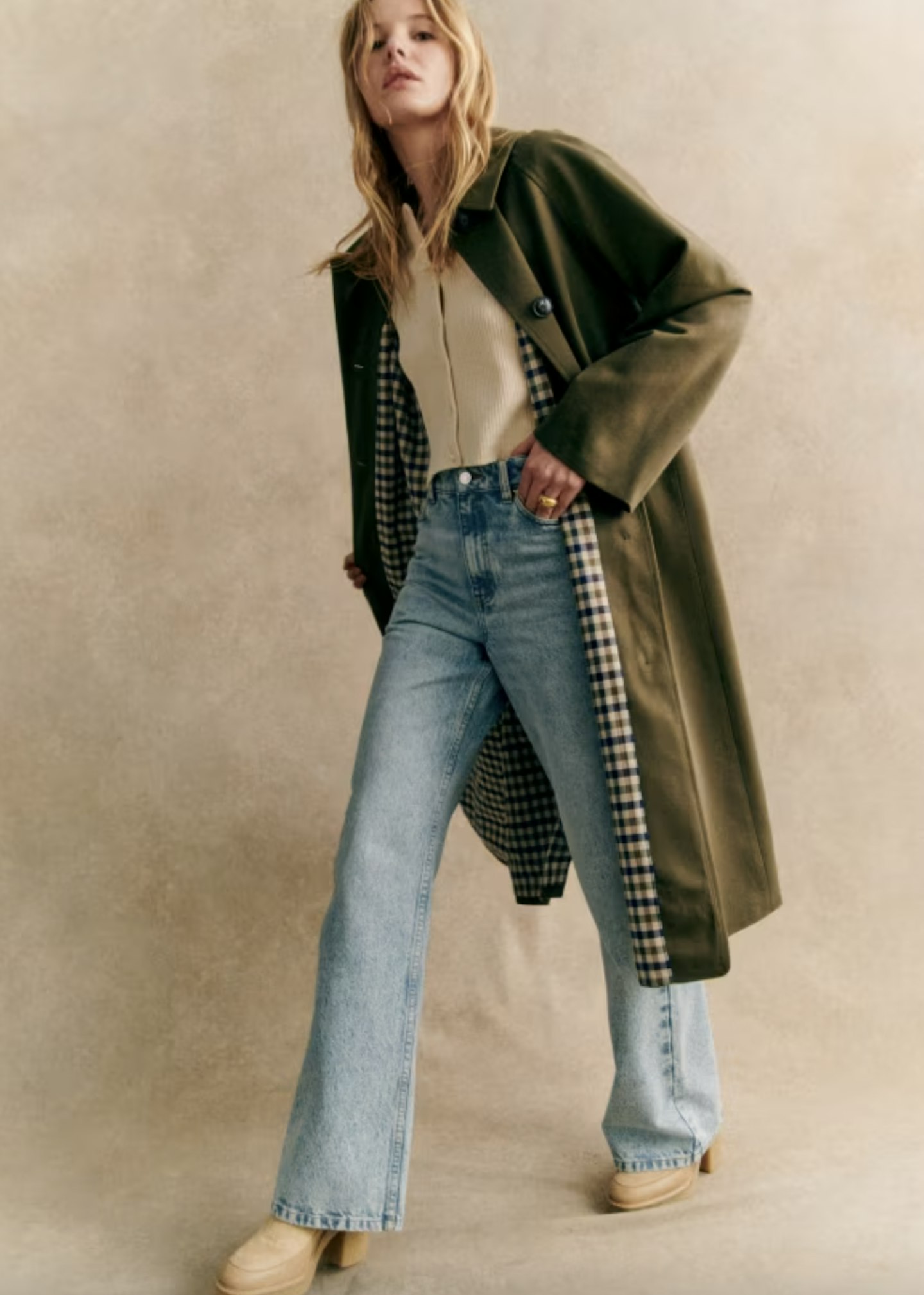 Sézane Clyde Trench Coat In Dark Green