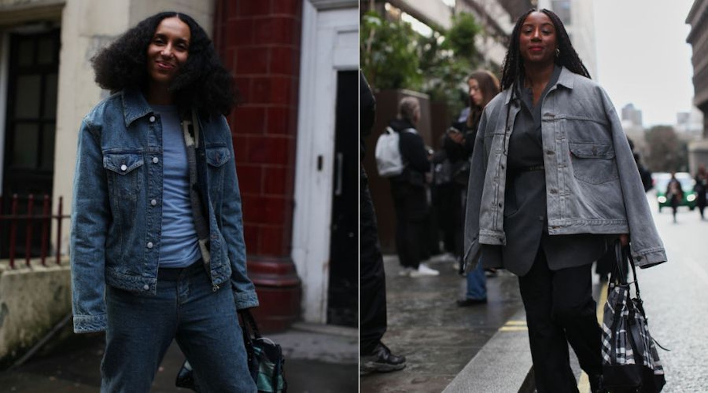 LFW guests wearing denim jackets