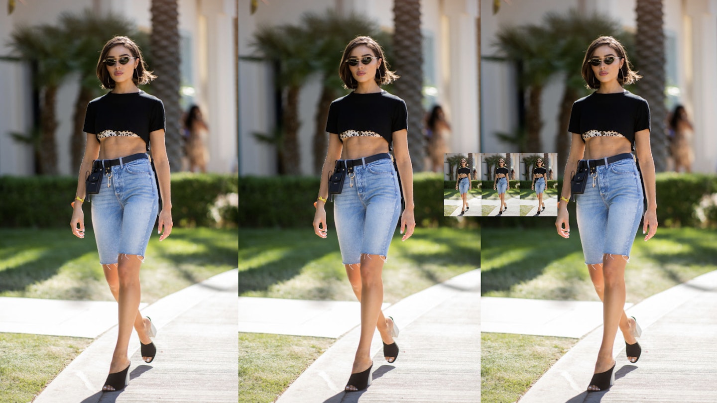 High waisted denim cycling shorts hotsell