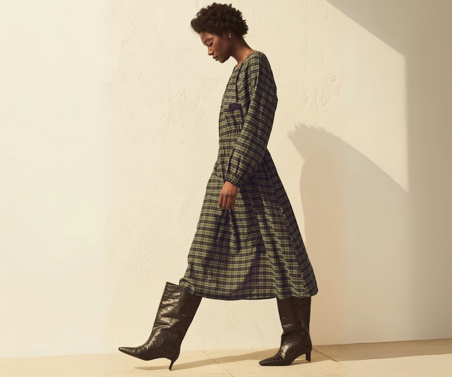 H&M Check Midi Dress