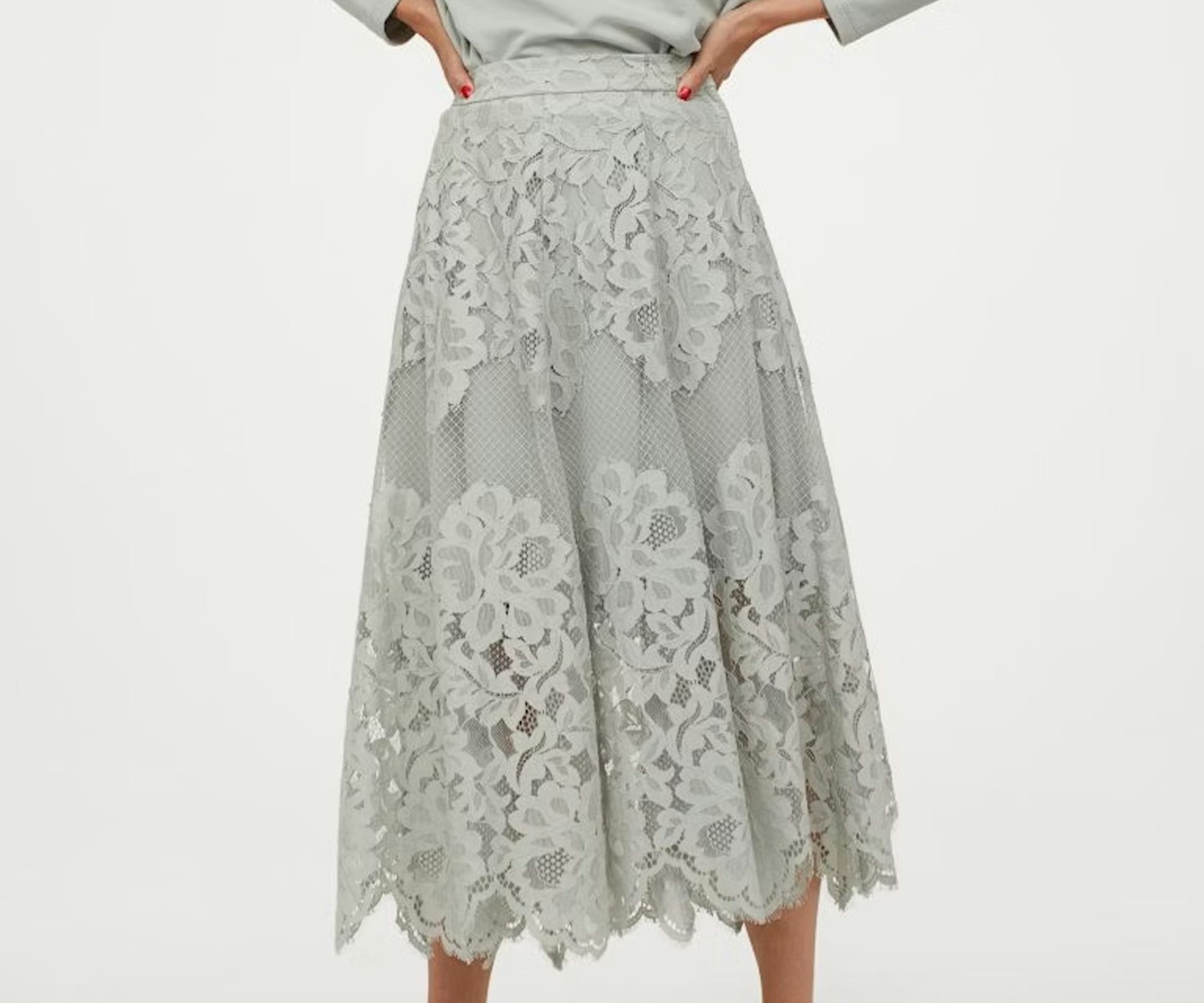 H&M Cotton Blend Lace Skirt