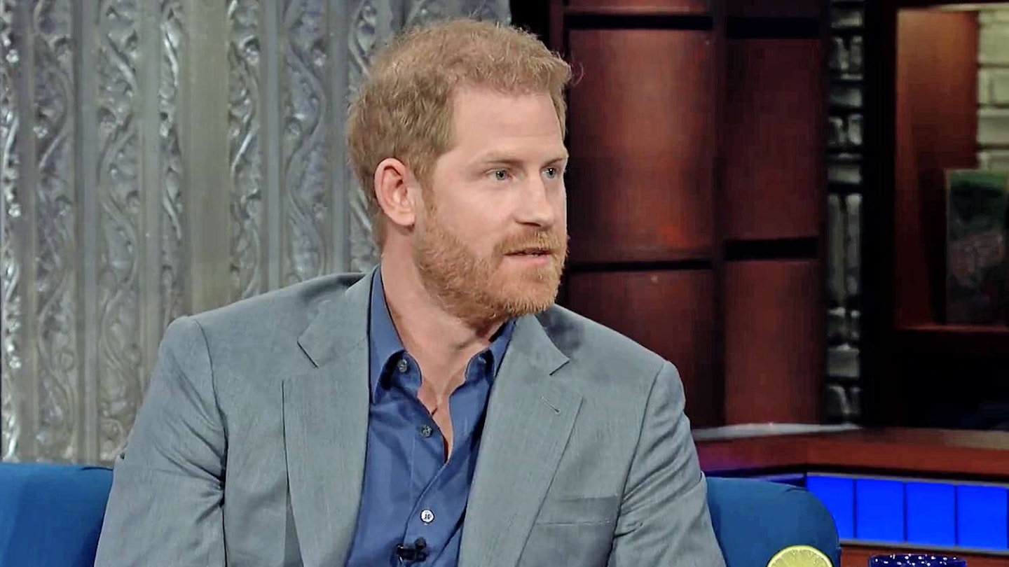 Prince Harry The Late Show talking about The Crown