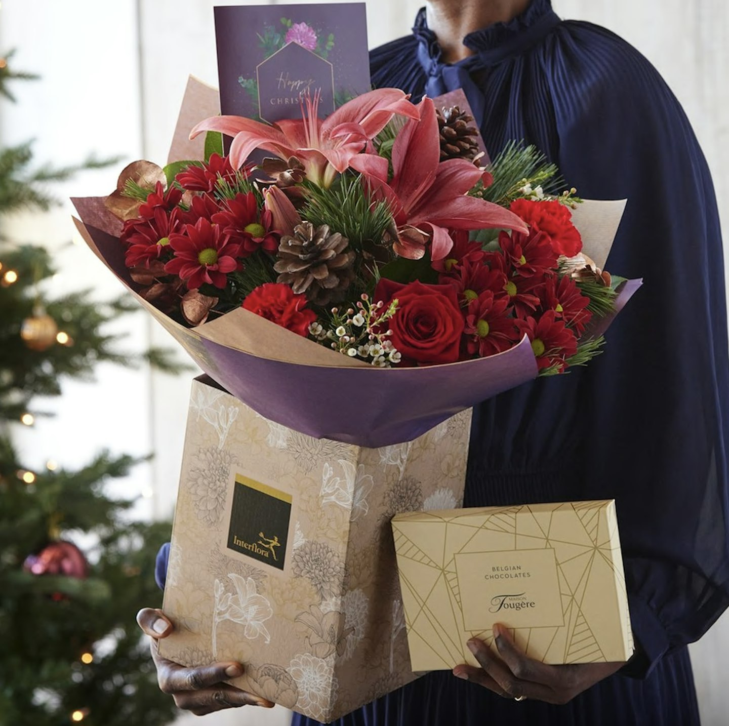 Interflora, Bespoke Christmas Bouquet With Card And Chocolates
