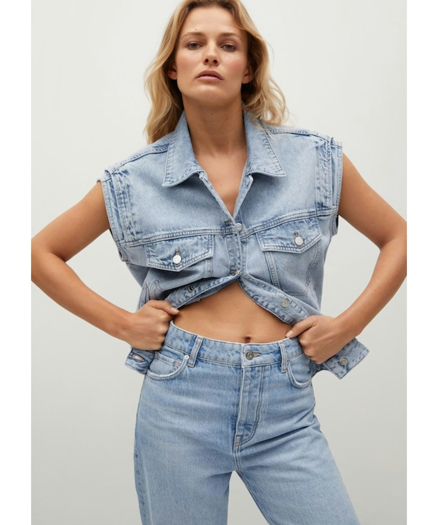 Mango, Oversized Denim Gilet