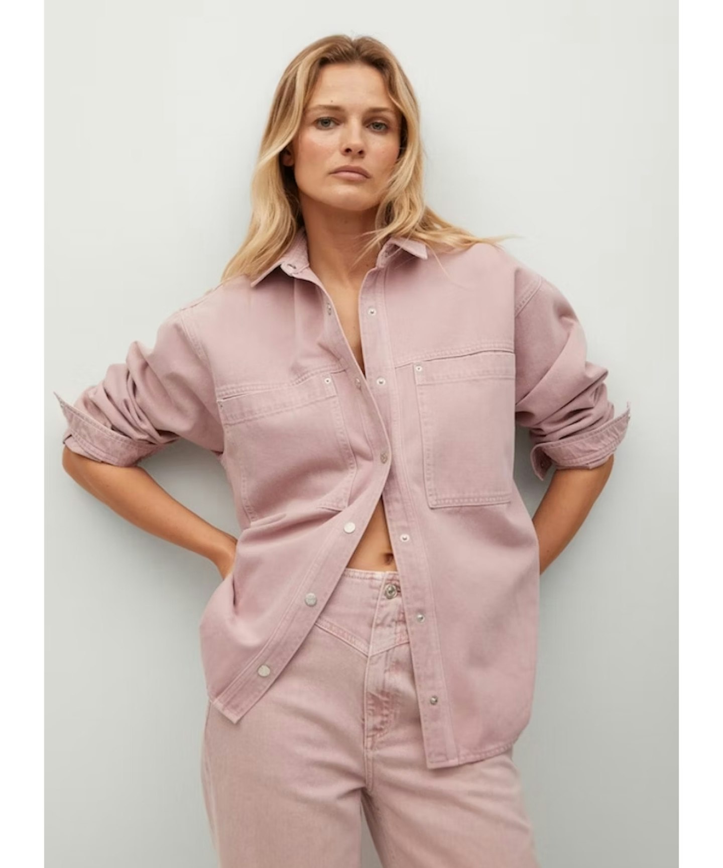 Mango, Oversized Denim Overshirt