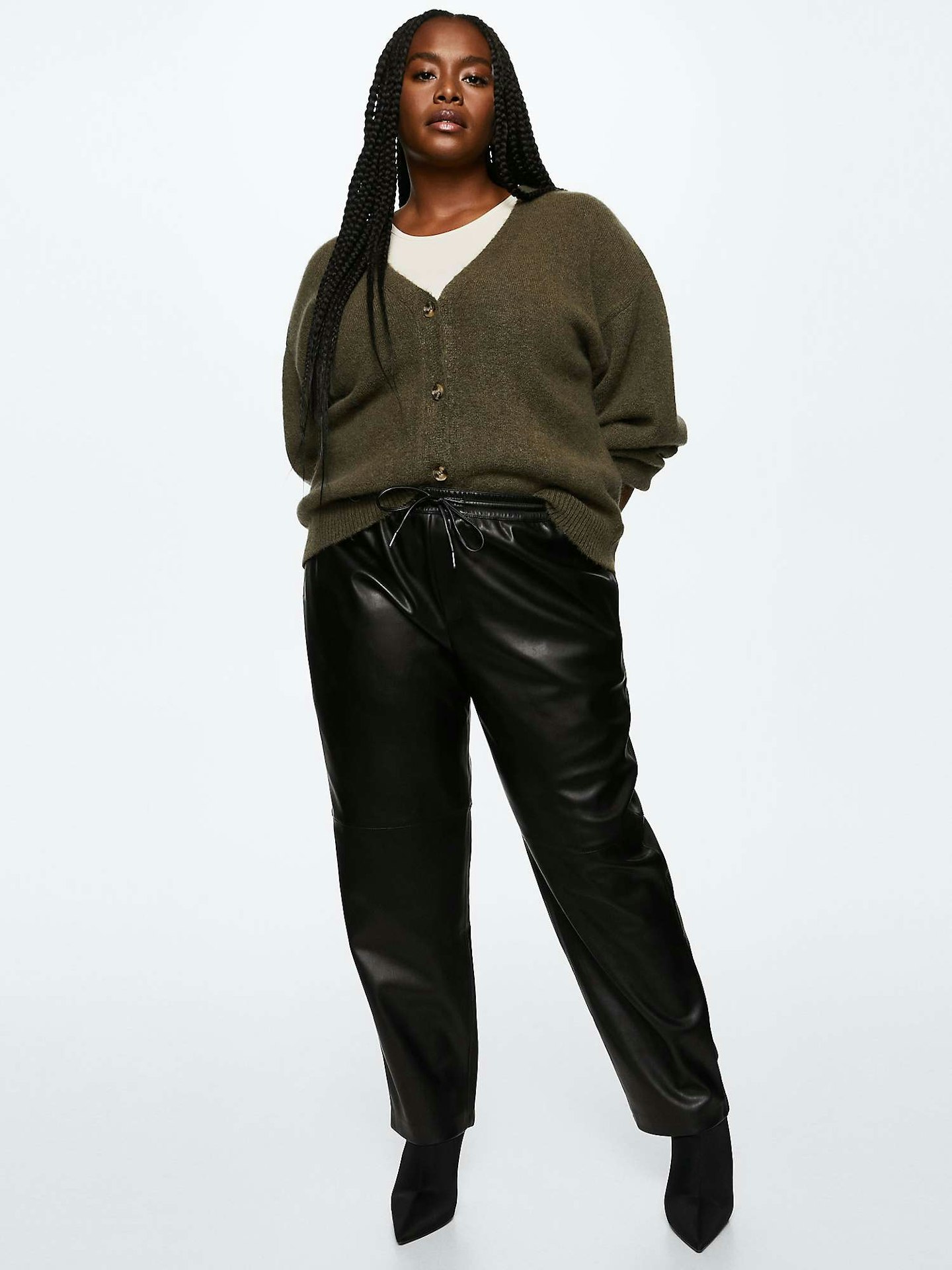 Mango, Faux Leather Trousers