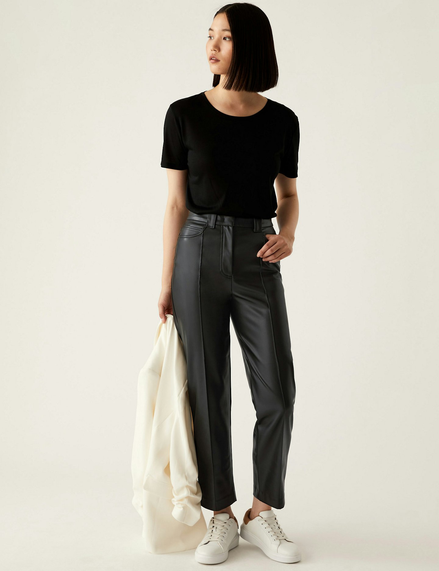Marks and Spencer, Leather Look Straight Leg Trousers