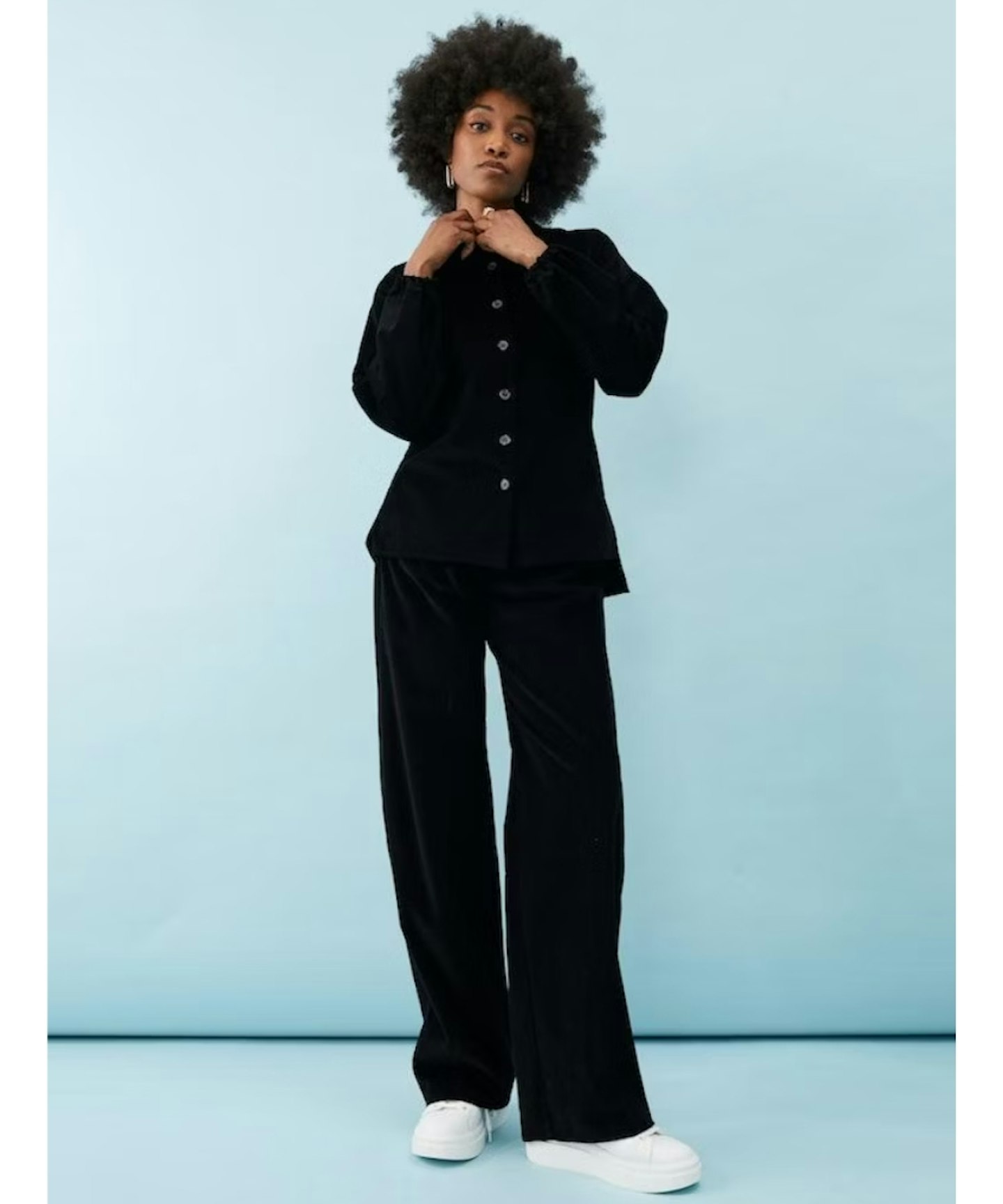 Phoebe Grace, Nancy Shirt In Upcycled Thin Black Cotton Cord