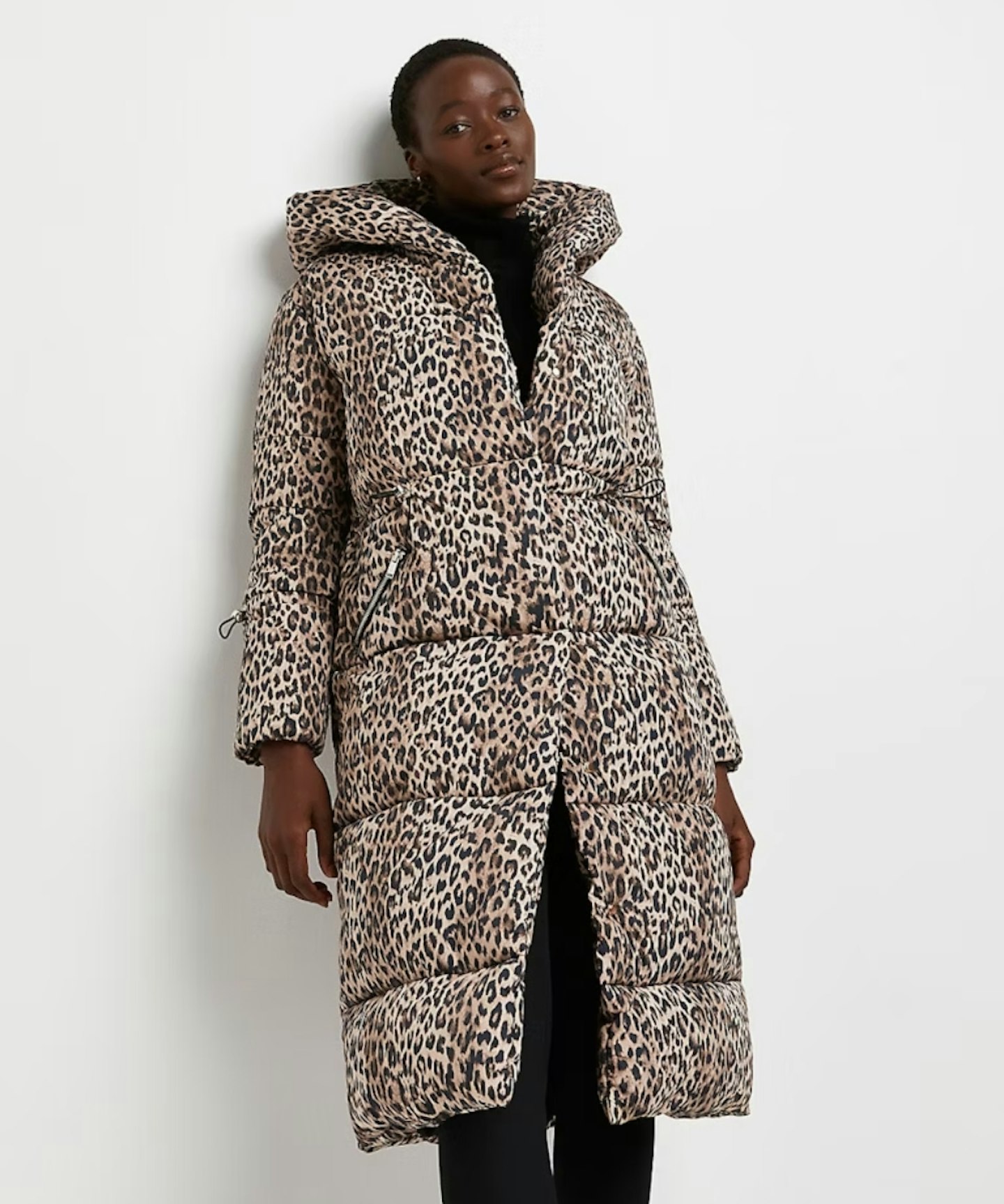 River Island,Brown Leopard Print Puffer Coat