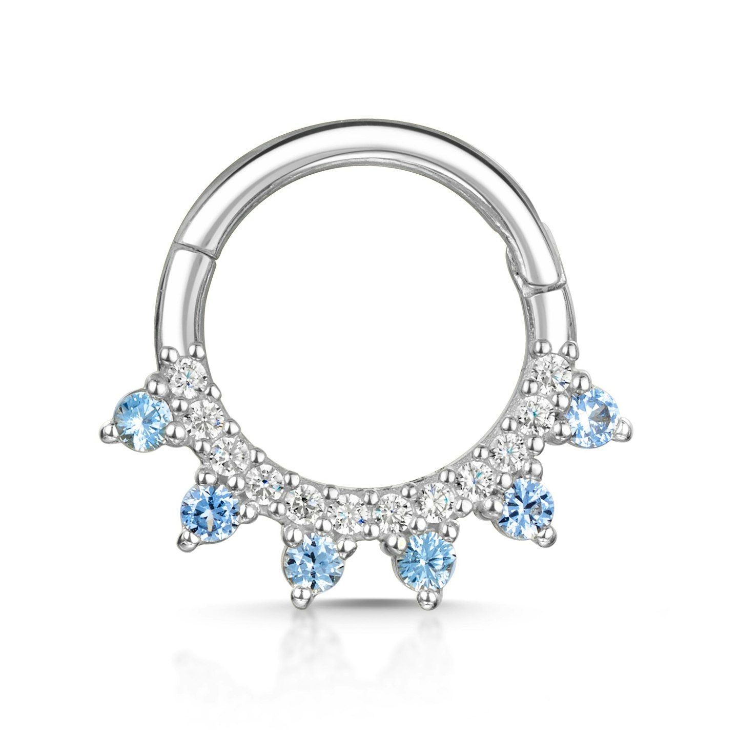 Laura Bond, Solid White Gold Aqua Crystal Pave Hoop
