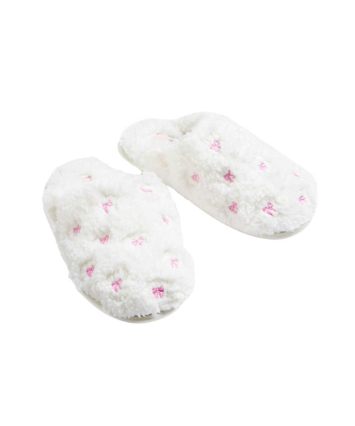 Boux Avenue, Teddy Fleece Bow Embroidered Slippers