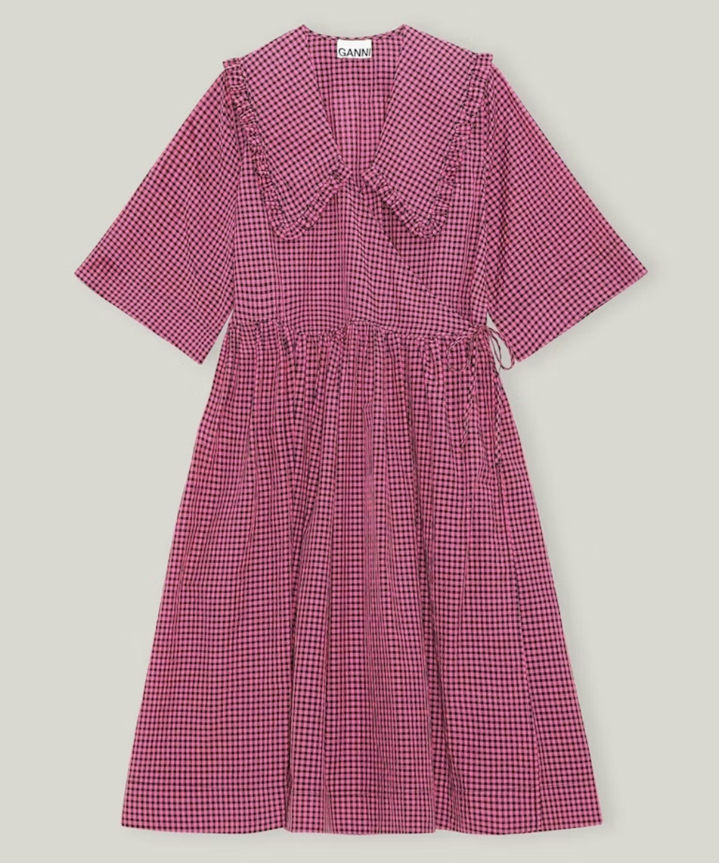 Oversized Seersucker Wrap Midi Dress