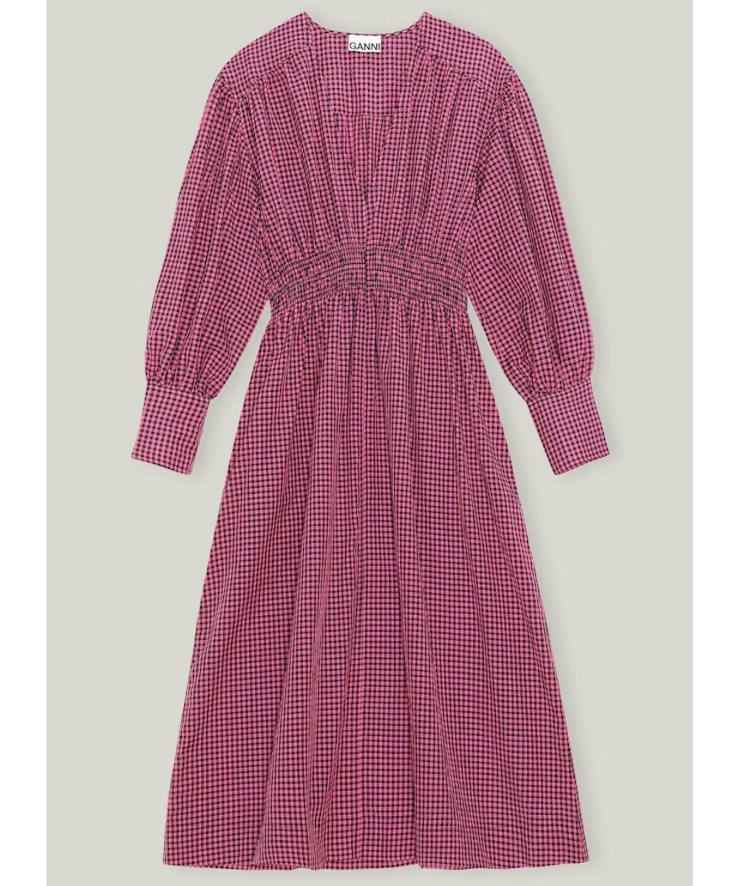 Seersucker Gathered Midi Dress