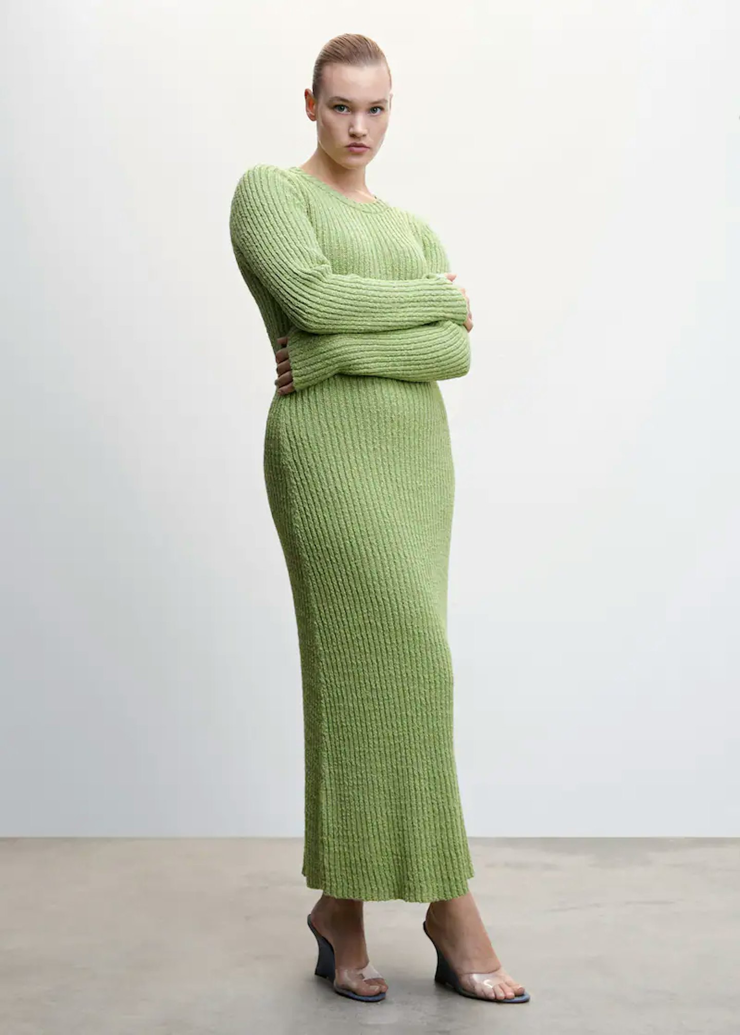 Mango, Ribbed Long Dress