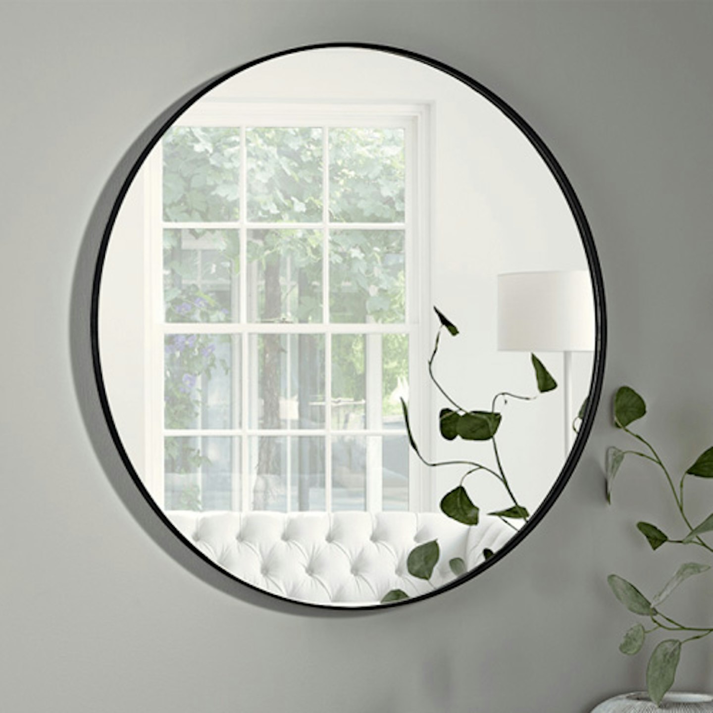 Cox and Cox Black Slim Frame Round Mirror