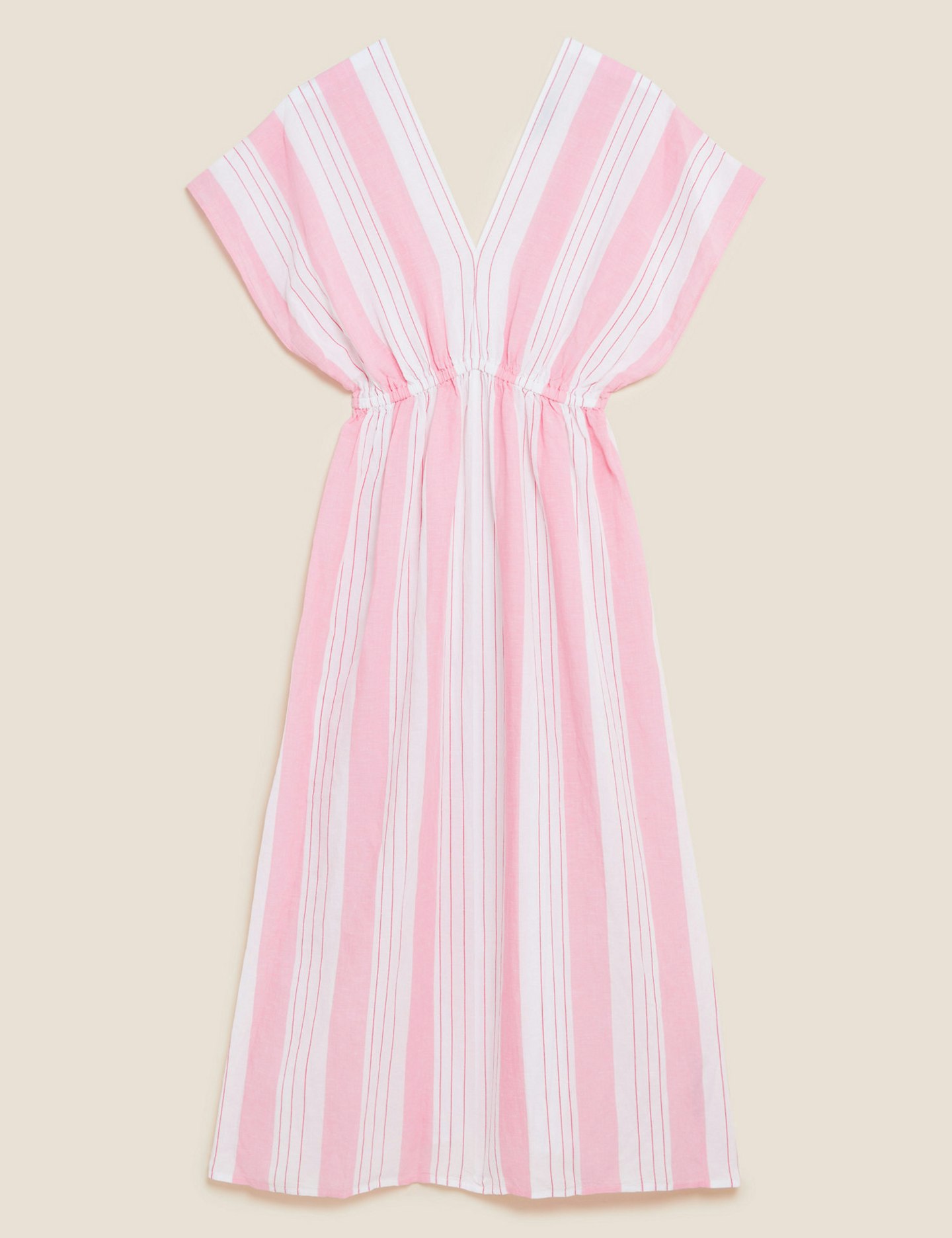 Holly Willoughby marks and Spencer summer edit Linen Blend Striped V-Neck Maxi Dress, £45