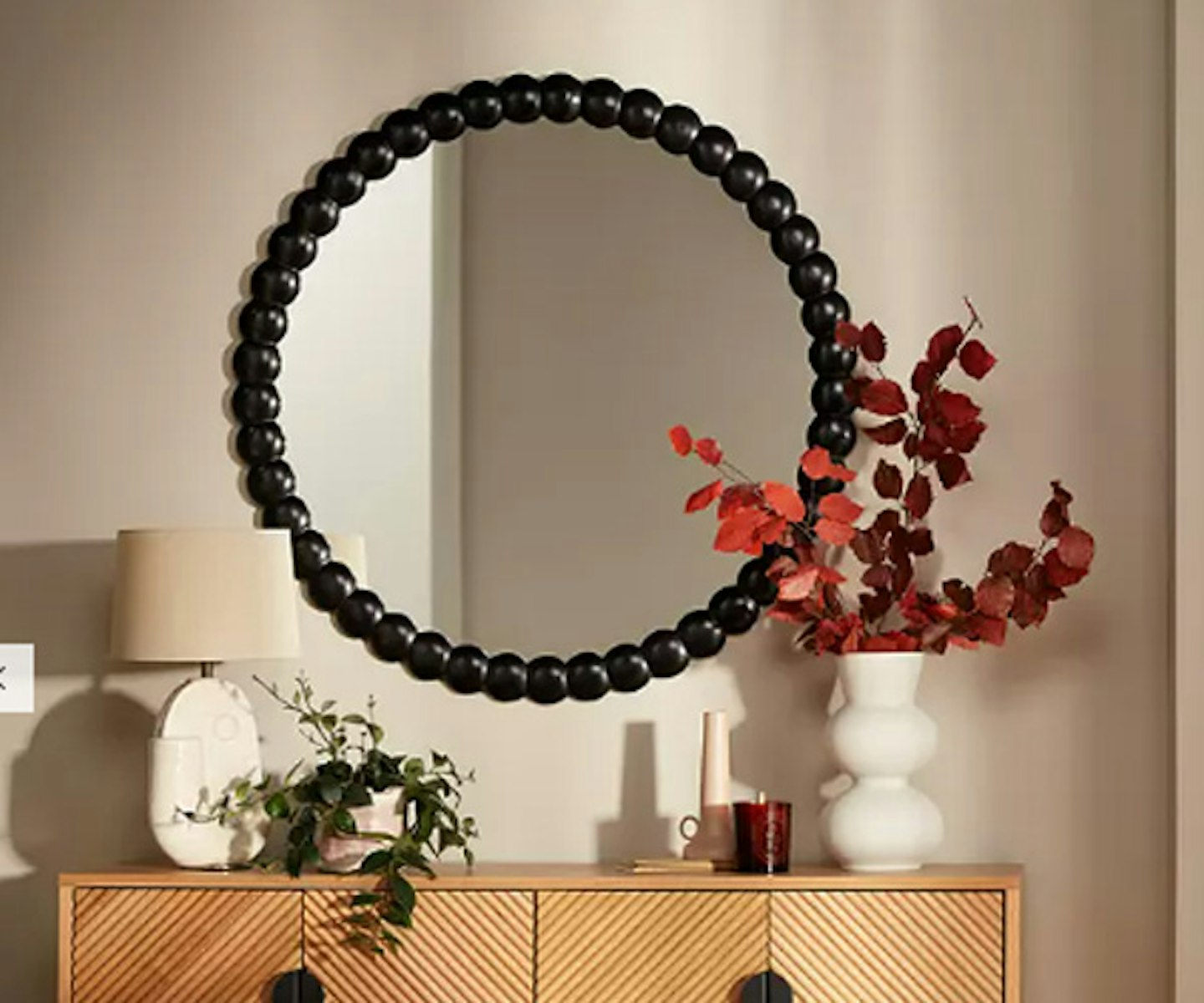 John Lewis & Partners Beaded Ball Round Wall Mirror