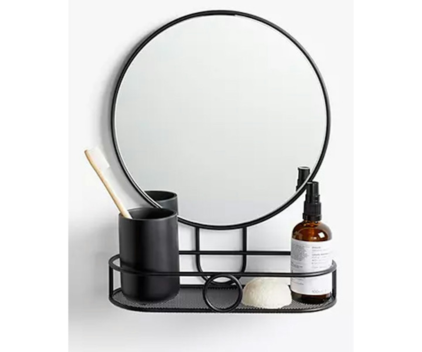 John Lewis & Partners Round Bathroom Mirror with Shelf