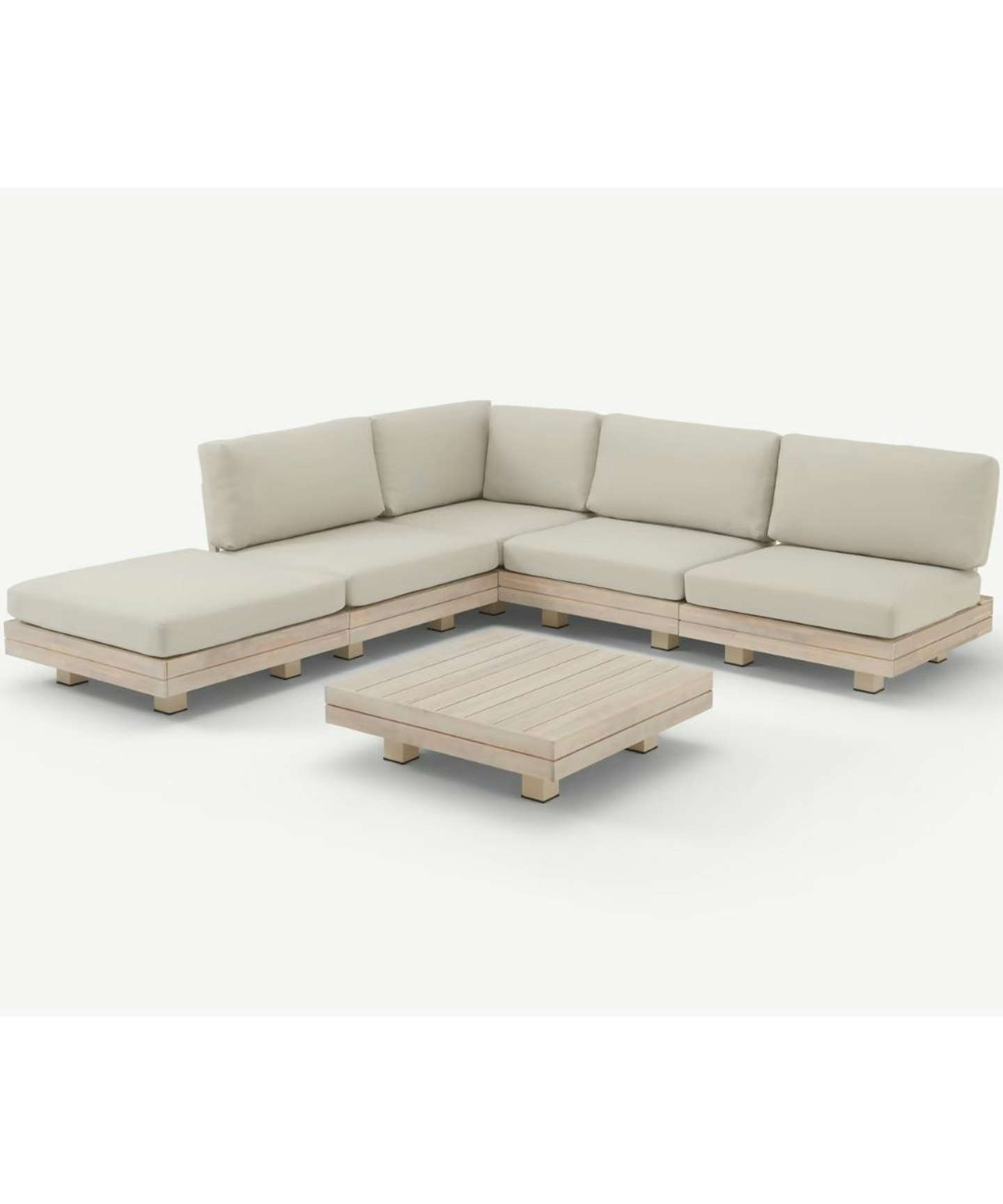 Avarna  Garden Modular Corner Lounge Set, Whitewash Acacia Wood