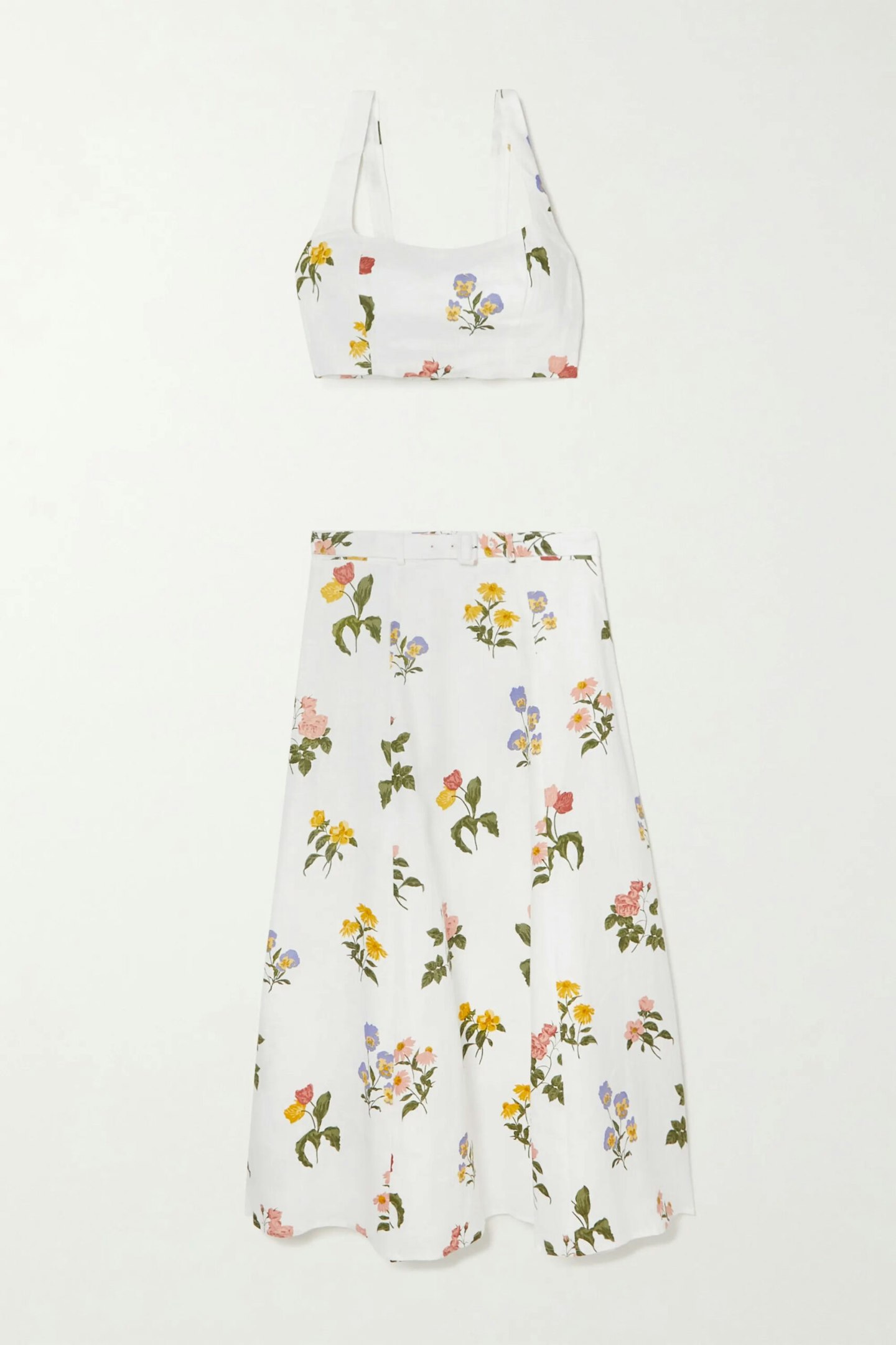 grown up midriff Reformation, Cole Floral-Print Cropped Top And Belted Midi Skirt Set, £300