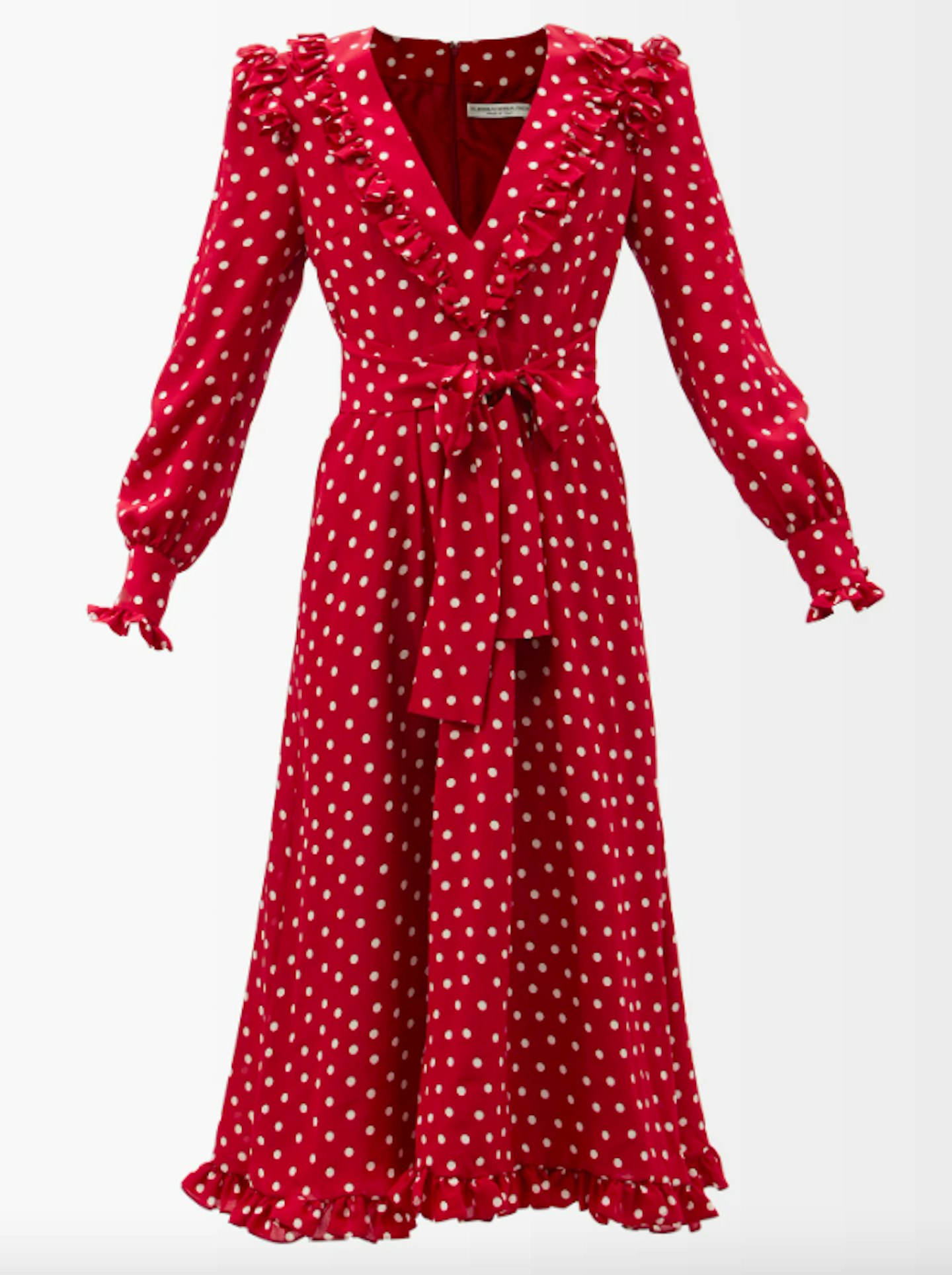 Rosette Gathered Polka-Dot Silk-Crepe Dress, WAS £1,375 NOW £962