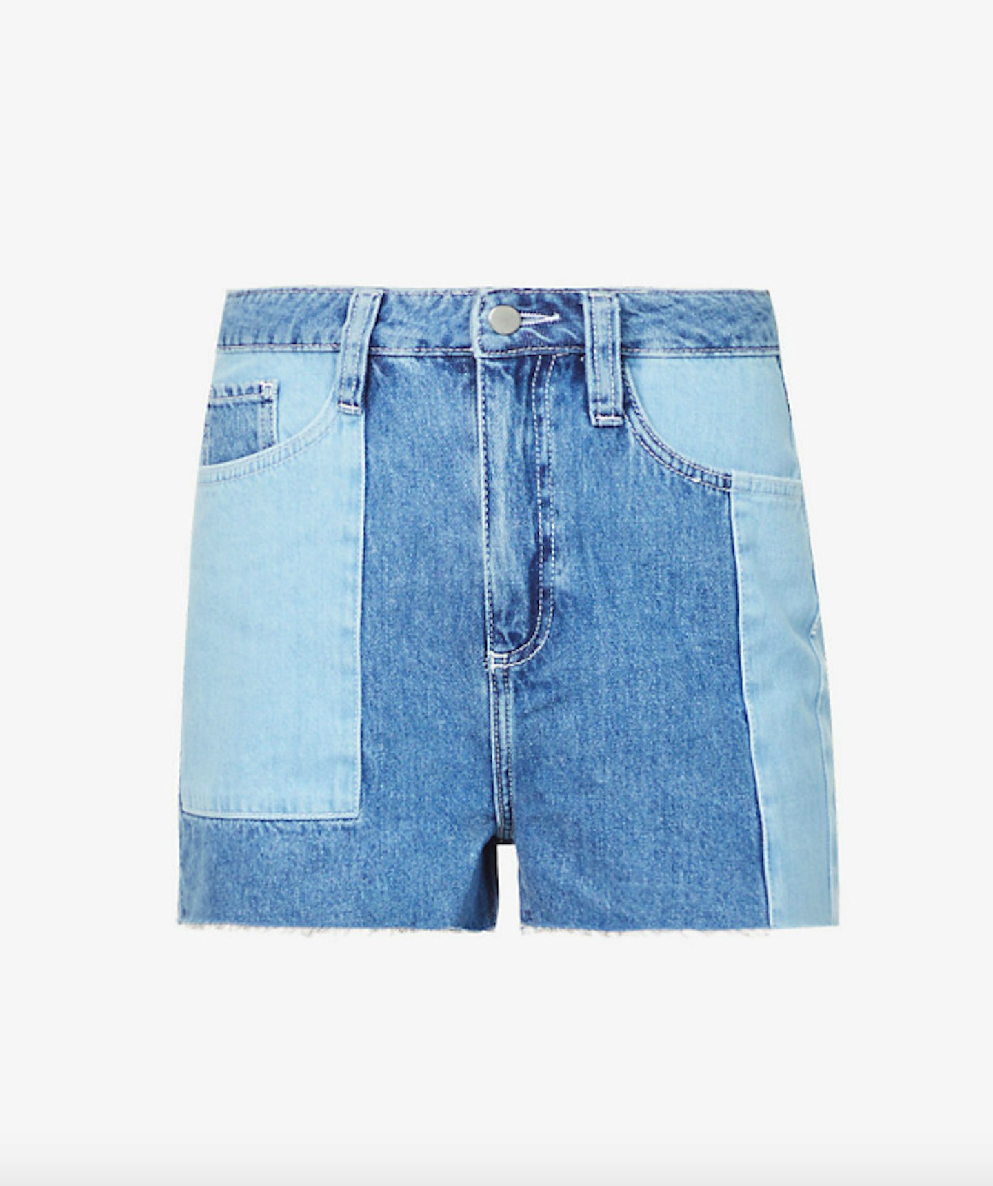 Ba&sh, Ouito Patchwork High-Waisted Relaxed-Fit Denim Shorts, WAS £140 NOW £75